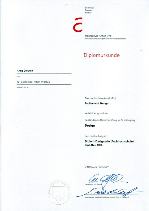 Diplom Designerin