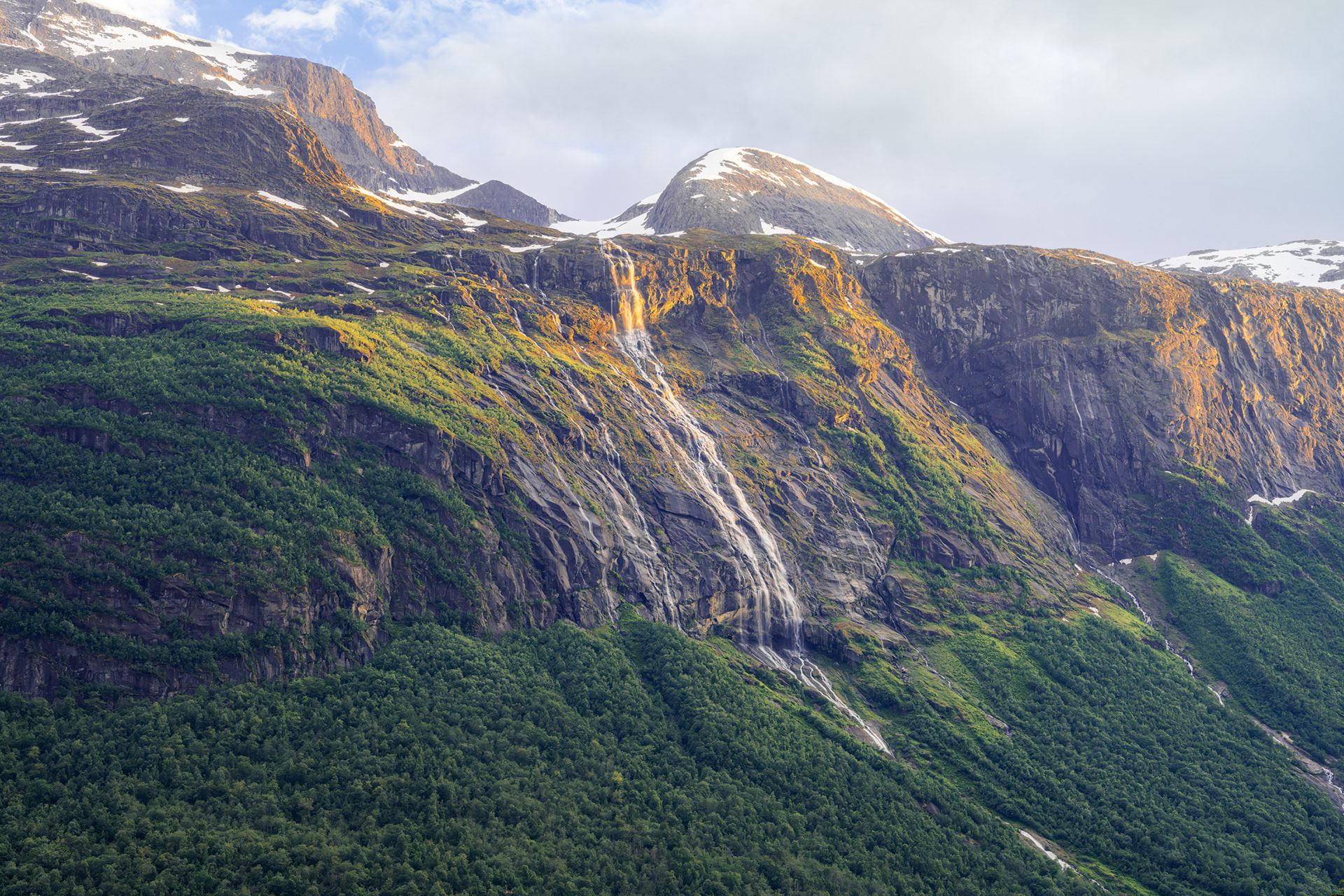 Golden Cascade at Twilight