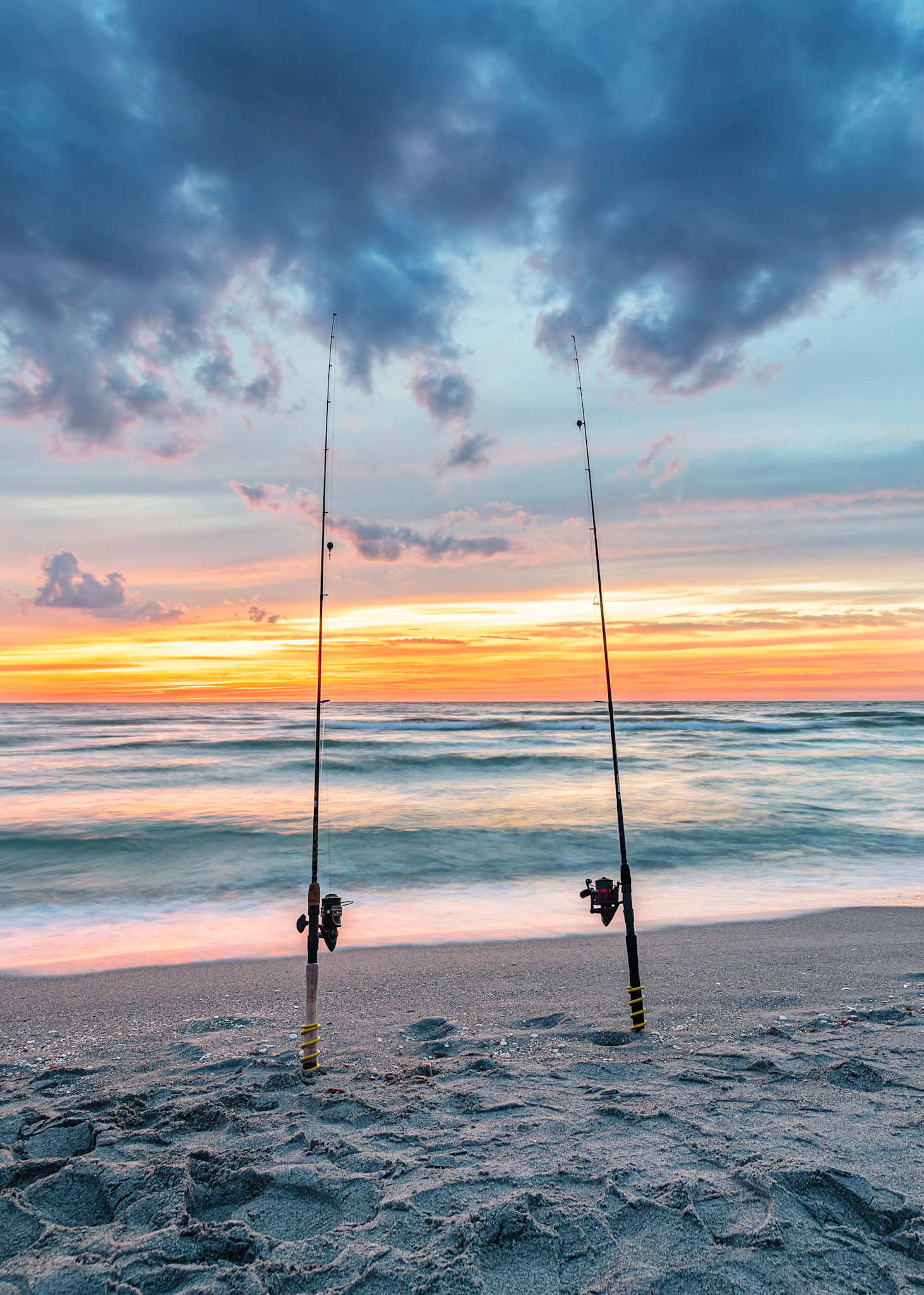 Fishing rods at Sunset