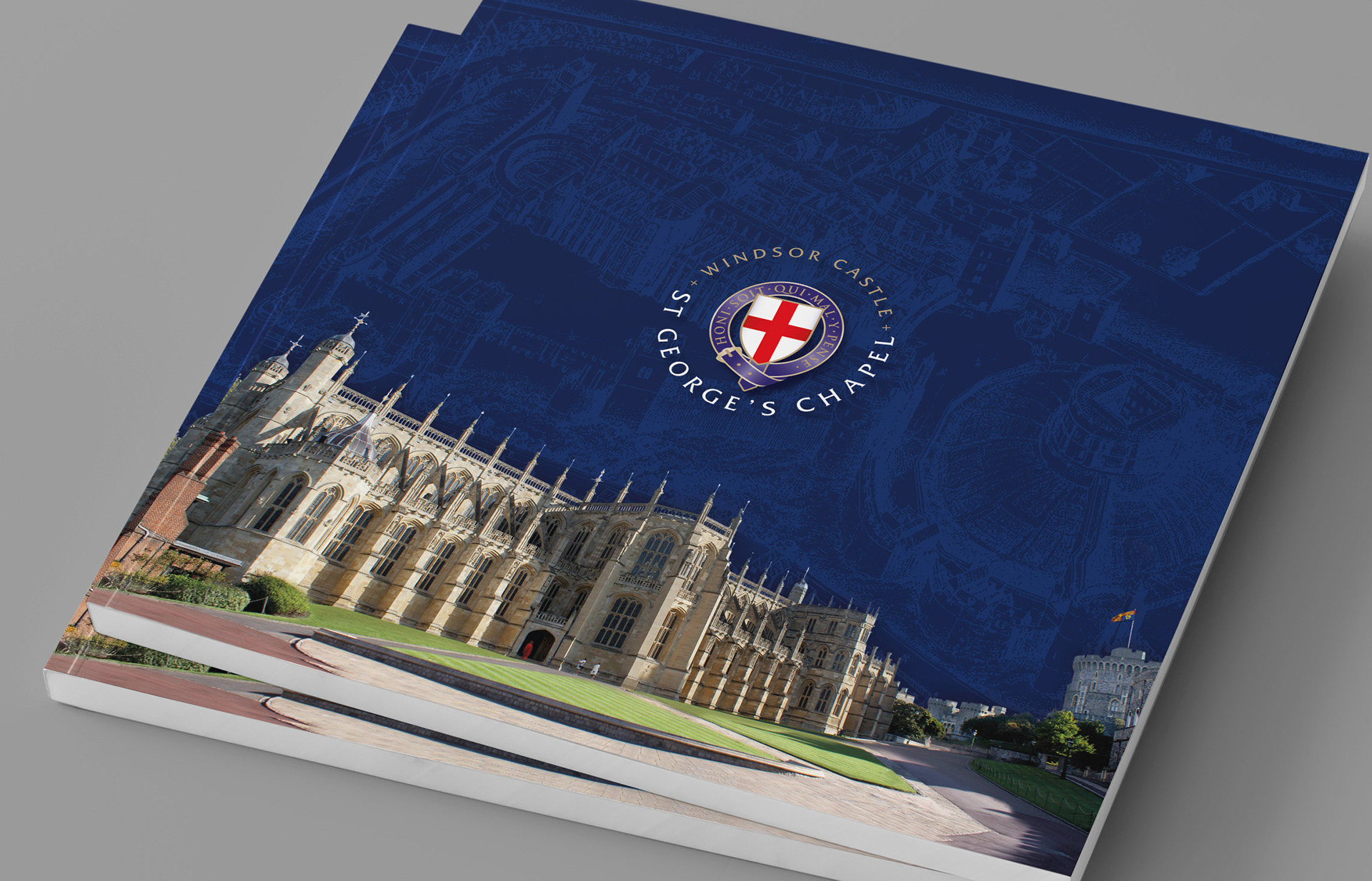 Front cover of the guidebook designed for St George's Chapel, Windsor Castle, by Exposed design Consultant who are based in London.
