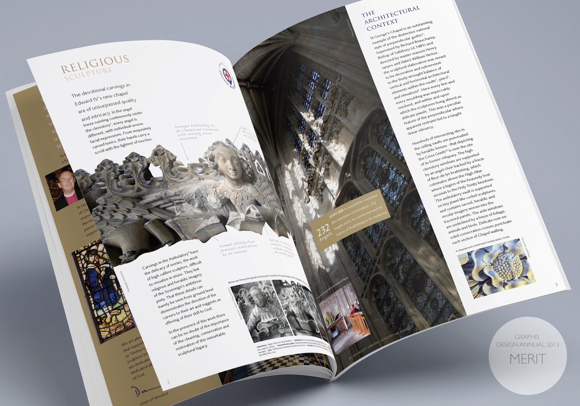 Vertue's Angels Sculpture Fund brochure design for The College of St George, Windsor Castle.