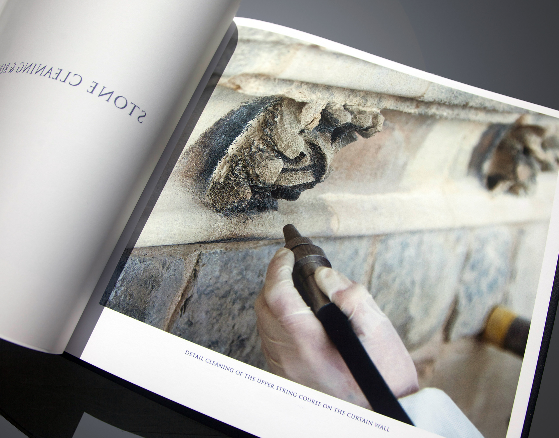 Stone cleaning - Restoration photography and document for a benefactor of St George's Chapel, Windsor Castle