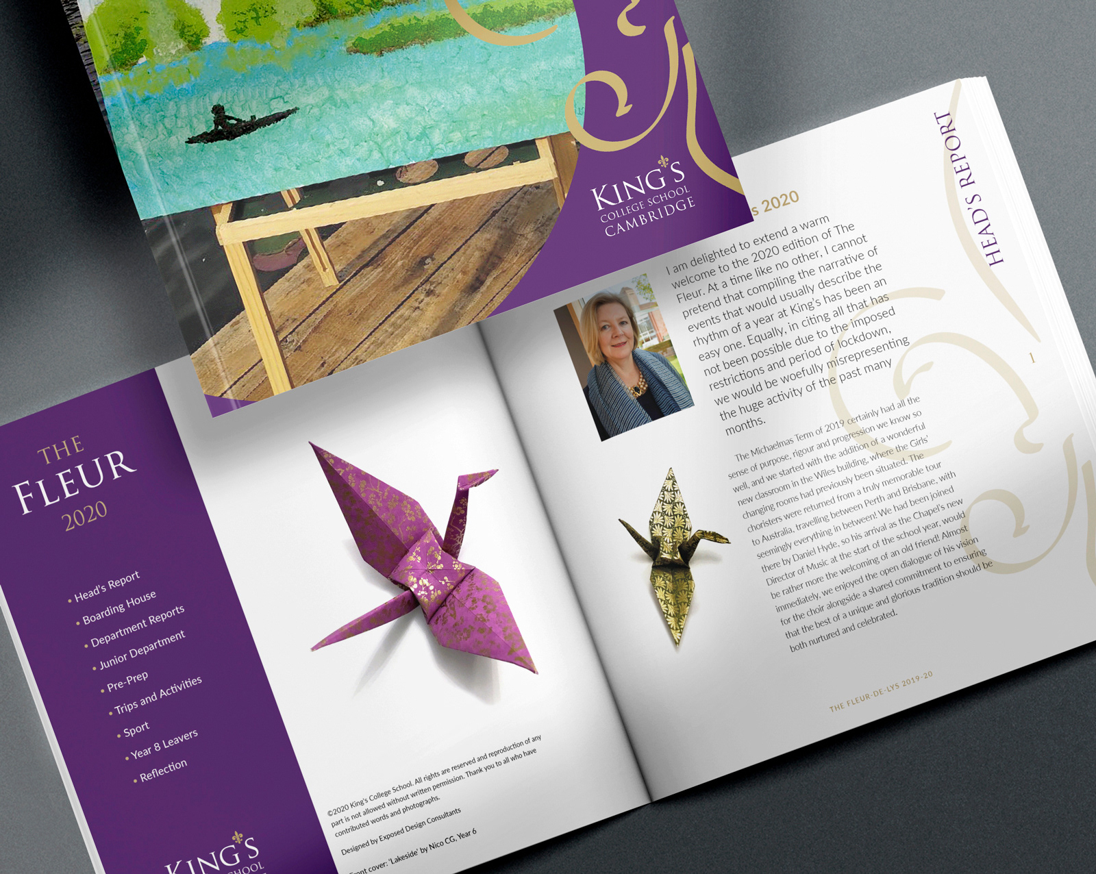 Design and print for the annual review magazine for King's College School Cambridge