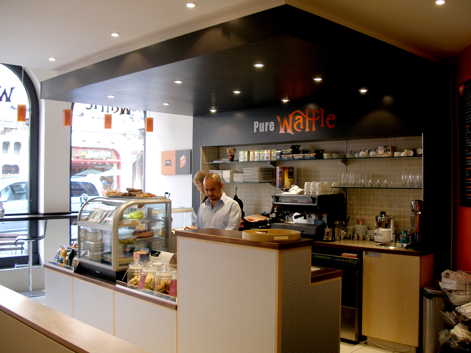 Retail branding and interiors for Pure Waffle London