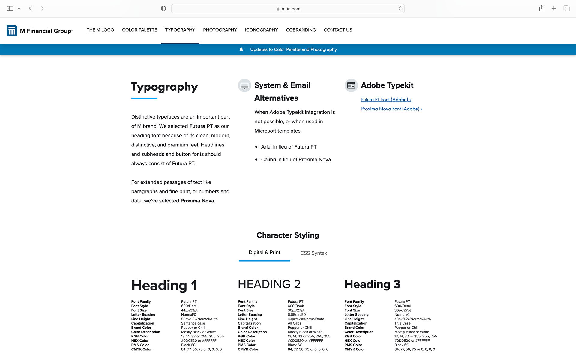 Typography: Lists the CSS Syntax values for Developers