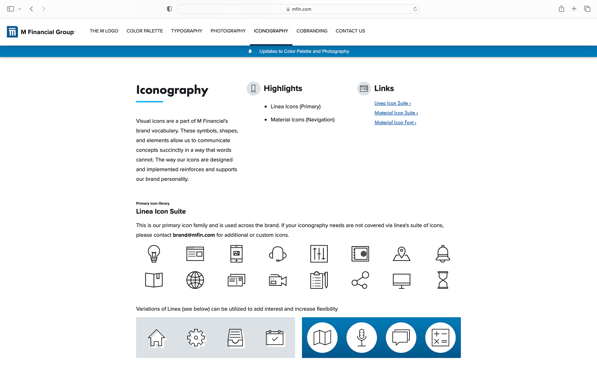 Iconography: Quick links for each Icon Suite