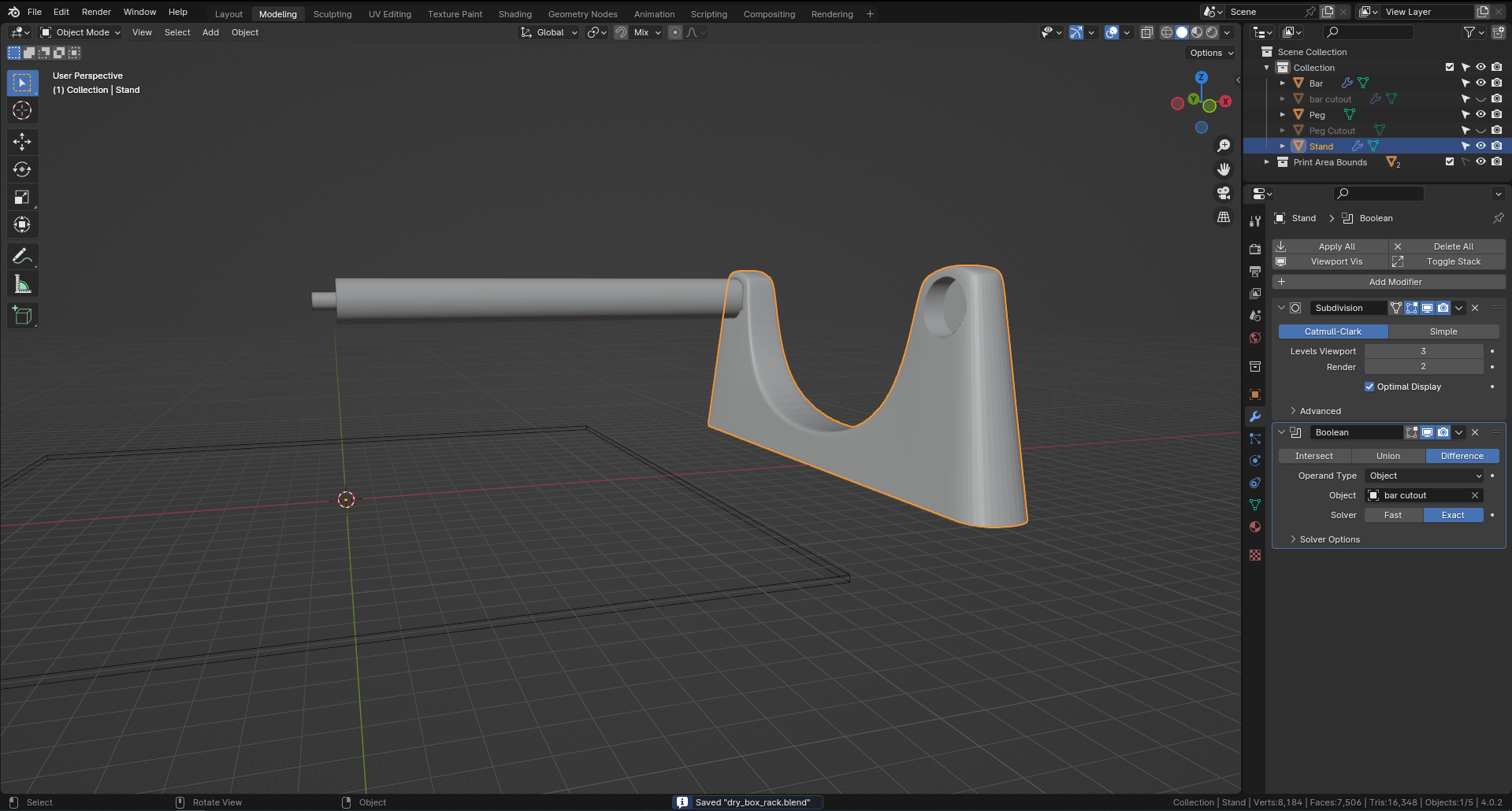 Dry box filament spool rack Blender model