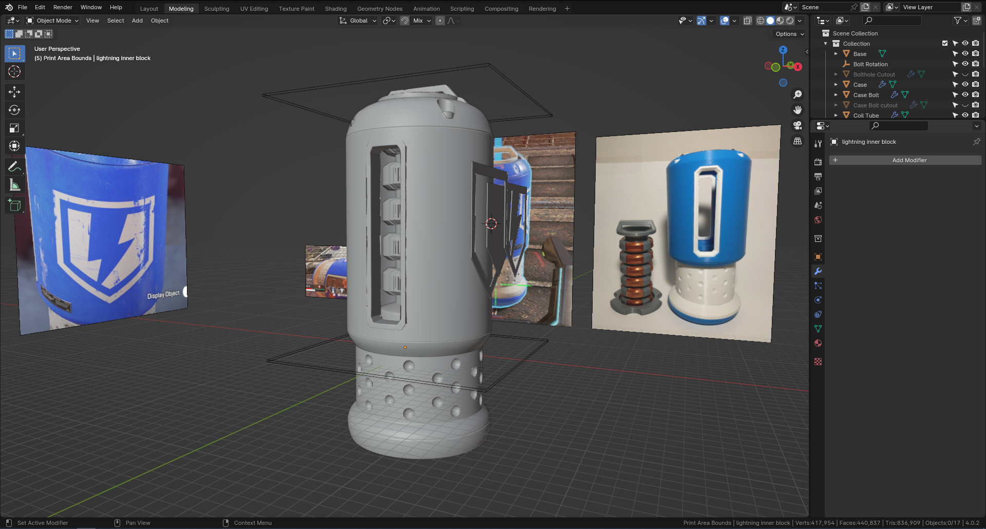 Blender model of shield battery