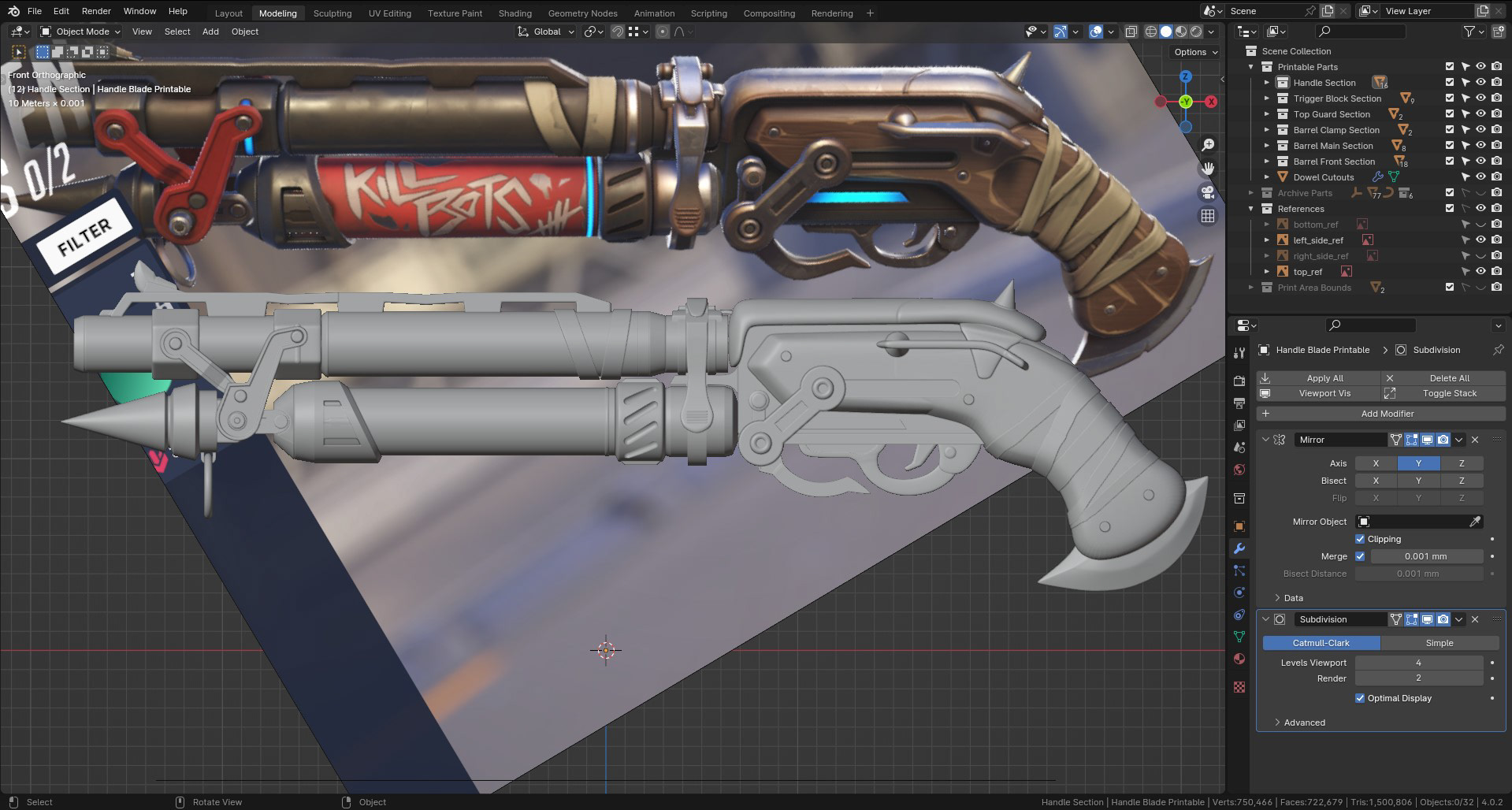3D model of Junker Queen's shotgun in Blender