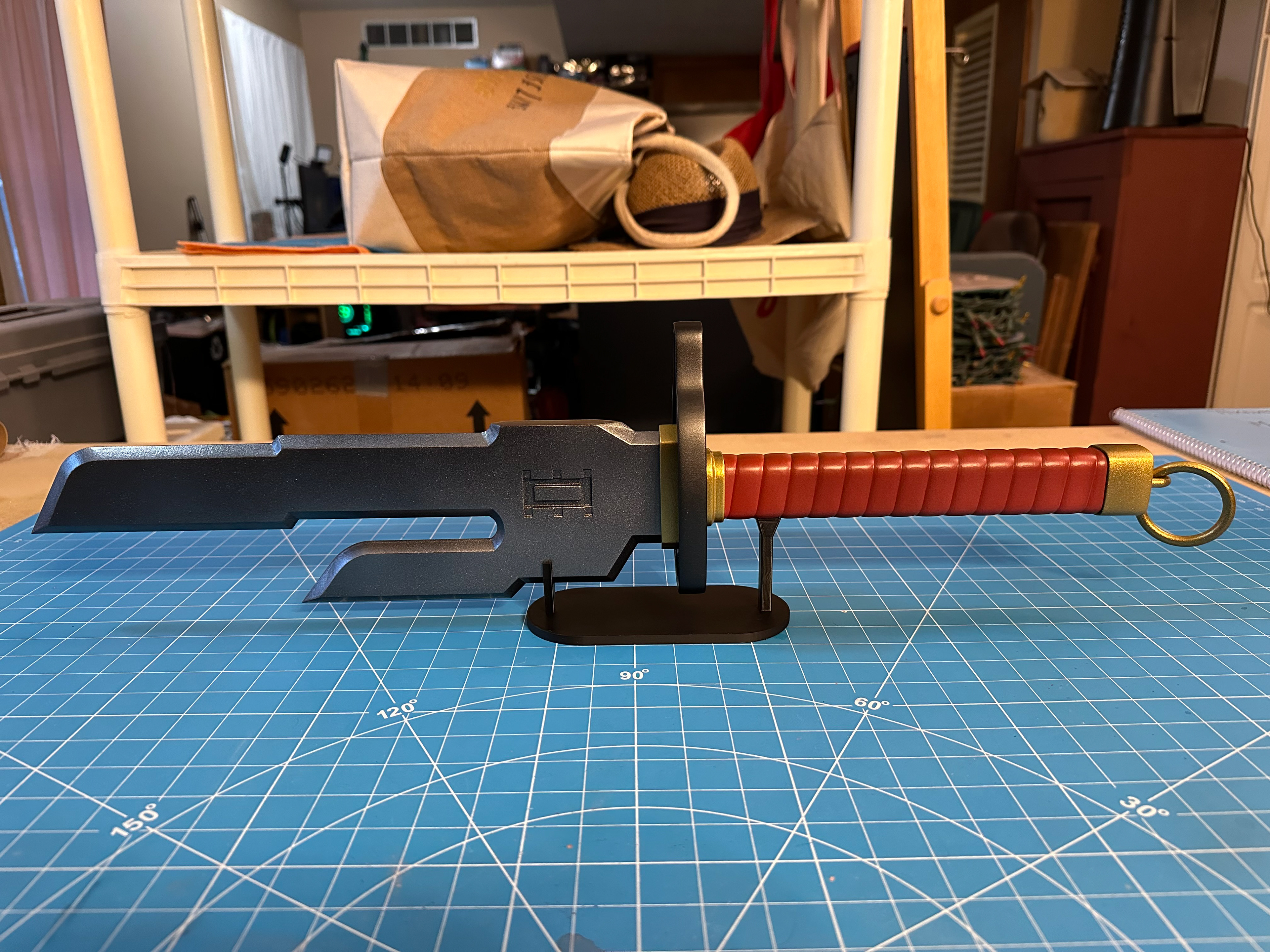 Completed Inverted Spear of Heaven on display stand