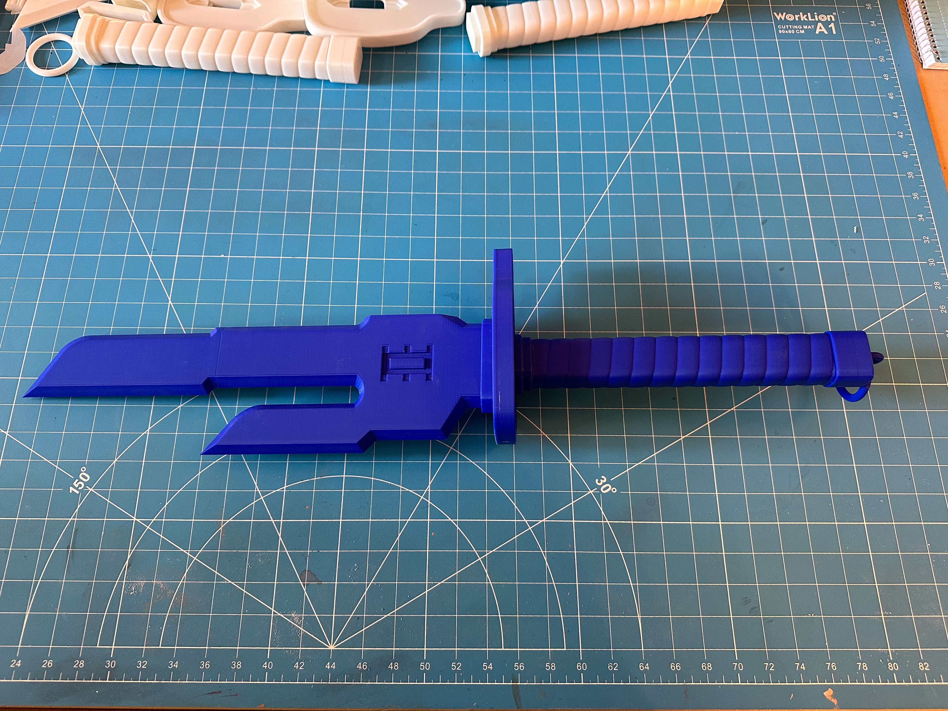 Assembled raw 3D printed pieces of Inverted Spear of Heaven