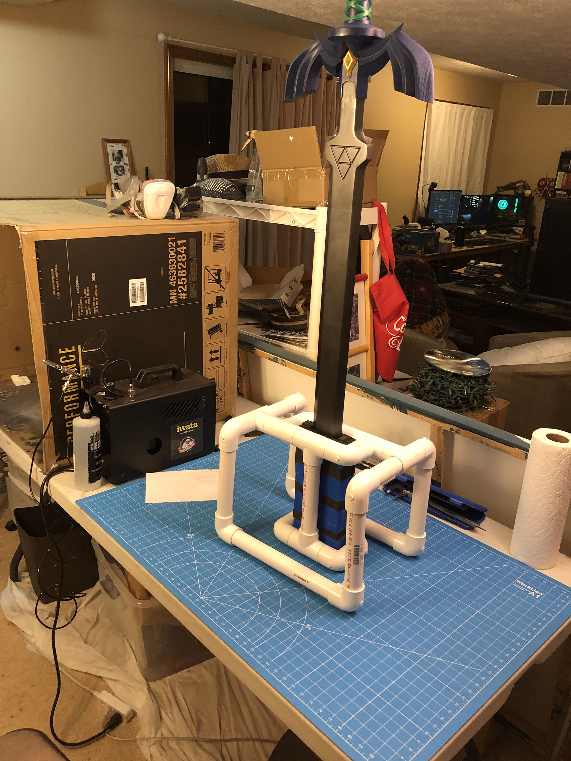 Finished Master Sword in assembled PVC base skeleton