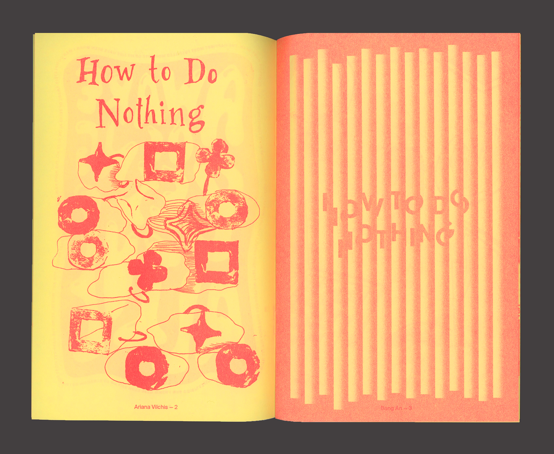 "How to Do Nothing" spread (right page is Bang An's work)