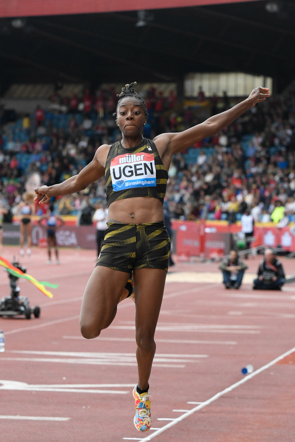 Birmingham. UK.. 18 August 2019.Lorraine Ugen  (GBR) in  action in the womens  long jump at the Muller Grand Prix. IAAF Diamond League athletics. Alexander stadium. Birmingham