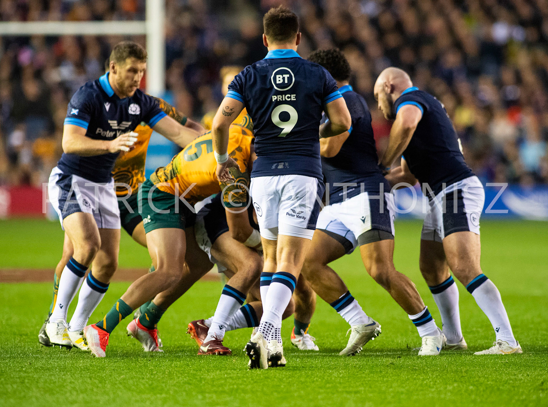 Scotland  October 29th : Match action during the Rugby Union Autumn Internationals match between Australia Vs Scotland at BT Murrayfield Stadium Scotland 29th October 2022 Australia 16: Scotland 15