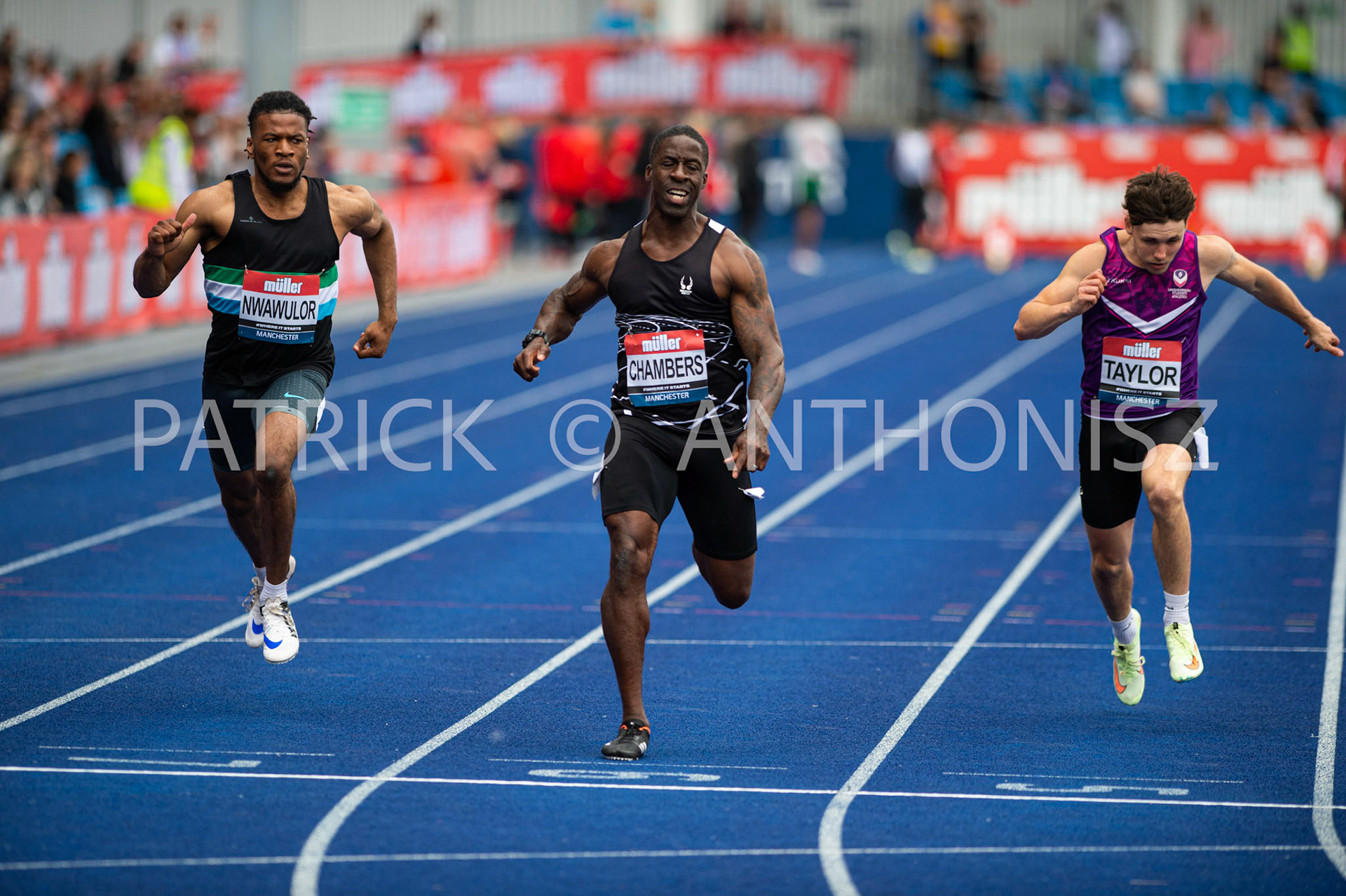 24-6-2022: Dwain Chambers is seen during the 100 M race Muller UK Athletics Championships MANCHESTER REGIONAL ARENA – MANCHESTER