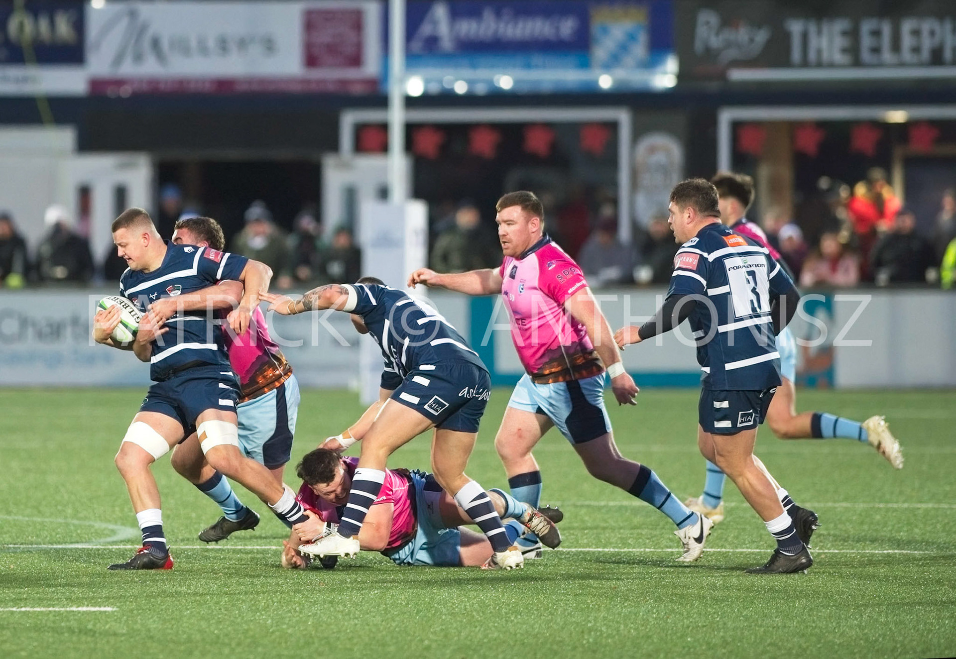 BUTTS PARK ARENA Coventry ,England 4th of December  2021 :  Greene King IPA Championship  match between Coventry Rugby Vs  Bedford Blues Rugby at Butts Park Arena Coventry UK .Final score: Coventry Rugby   :   Bedford Blues Rugby .