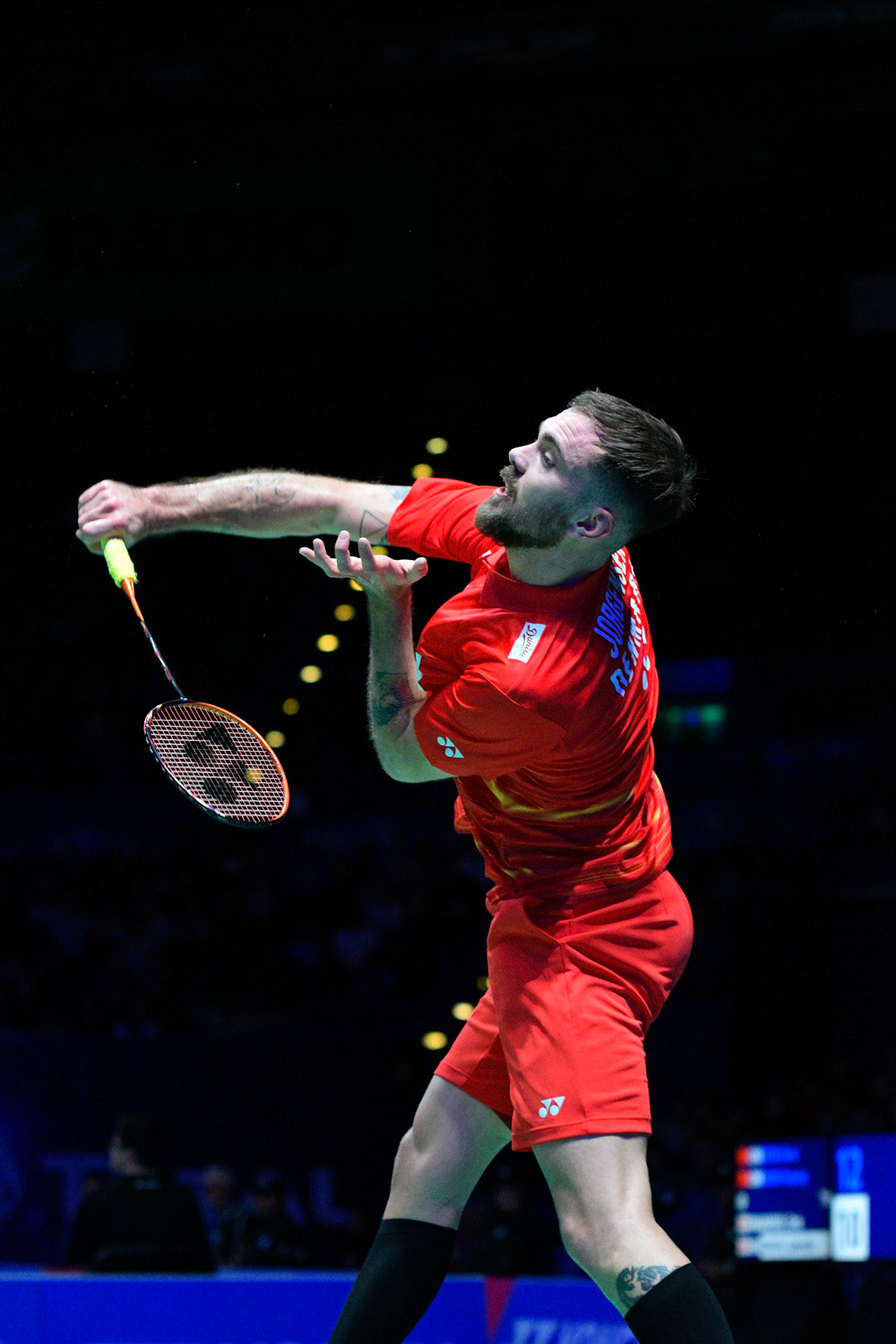 All England Open Badminton Championships :DAY 3
BIRMINGHAM, ENGLAND - MARCH 8 : MEN’Singles  , Jan JORGENSEN     of   DENMARK    in action   at  the Yonex All England Open Badminton Championships at Arena Birmingham on March 8, 2019  Birmingham, England
