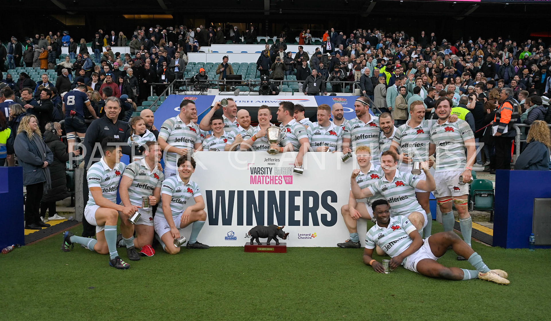 LONDON, ENGLAND March 25: CAMBRIDGE wins The Varsity Match between  Oxford University and Cambridge University Men's Varsity by 15-10   at Twickenham Stadium on Saturday March 25-2023 in London, England.