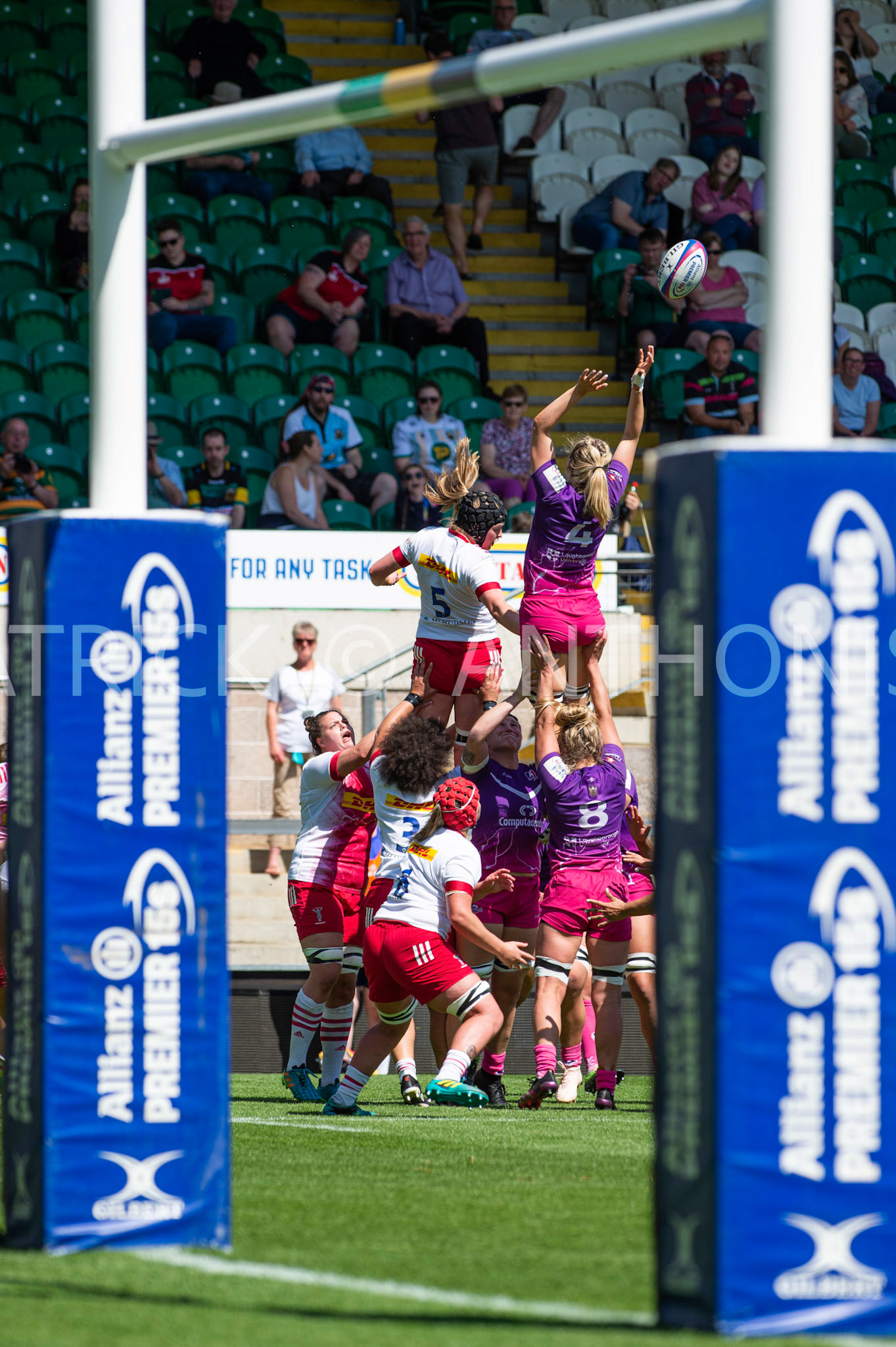 Northampton -14–May-2022.  ABBY DUGUID of Loughborough misses the catch during the Loughborough Lightning Vs Harlequins Womens match at cinch Stadium Franklin's Gardens Northampton  .