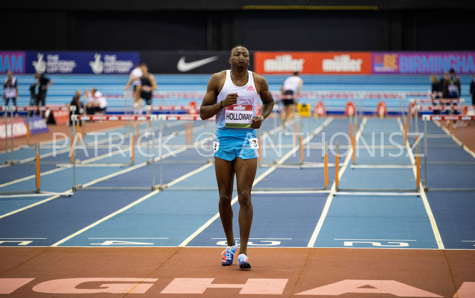 Saturday 19 February : GRANT HOLLOWAY USA is seen at the Müller Indoor Grand Prix Birmingham  at the Utilita Arena Birmingham
