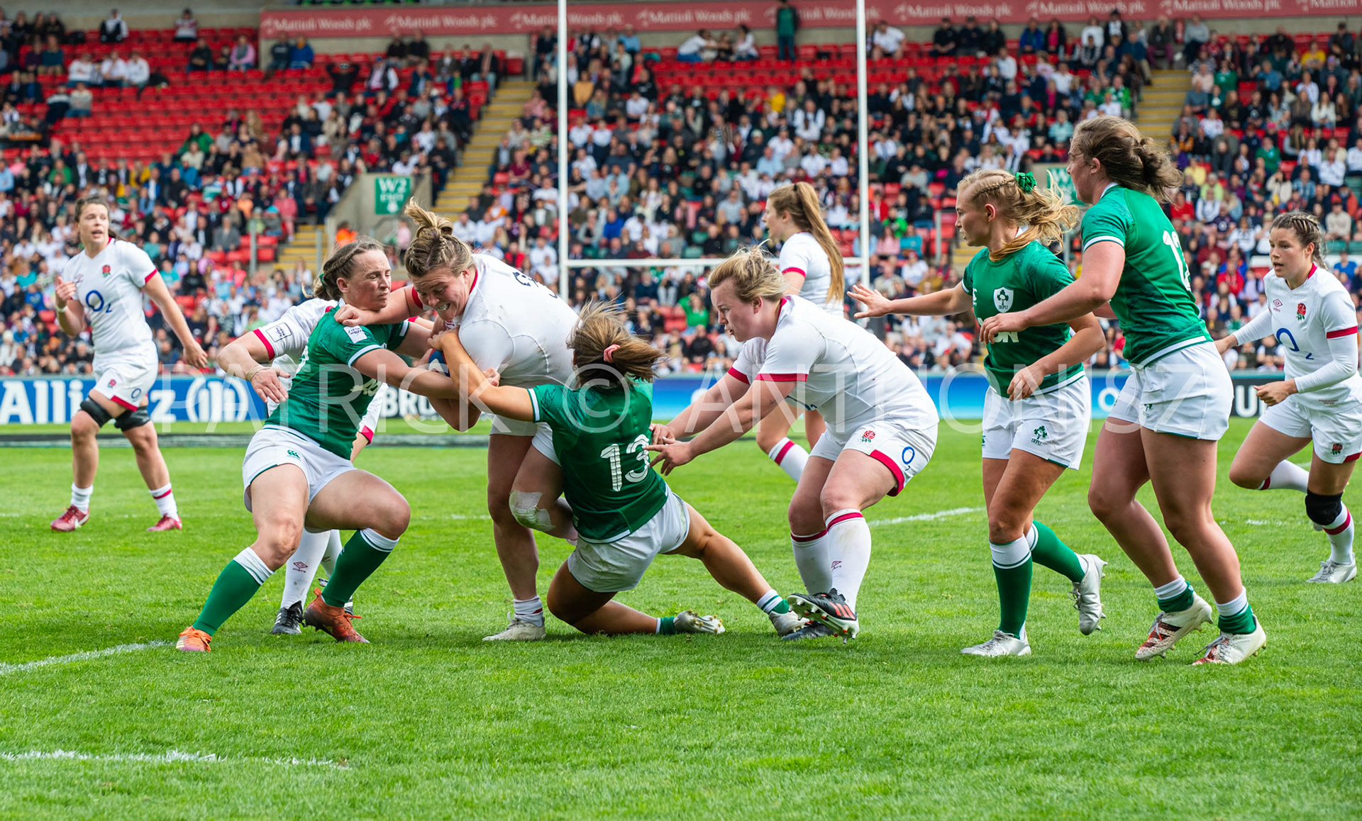 24th - April  2022 : Sarah Bern England  England Vs Ireland round 4    TikTok Women's Six Nations at  Mattioli  Woods Welford Road.