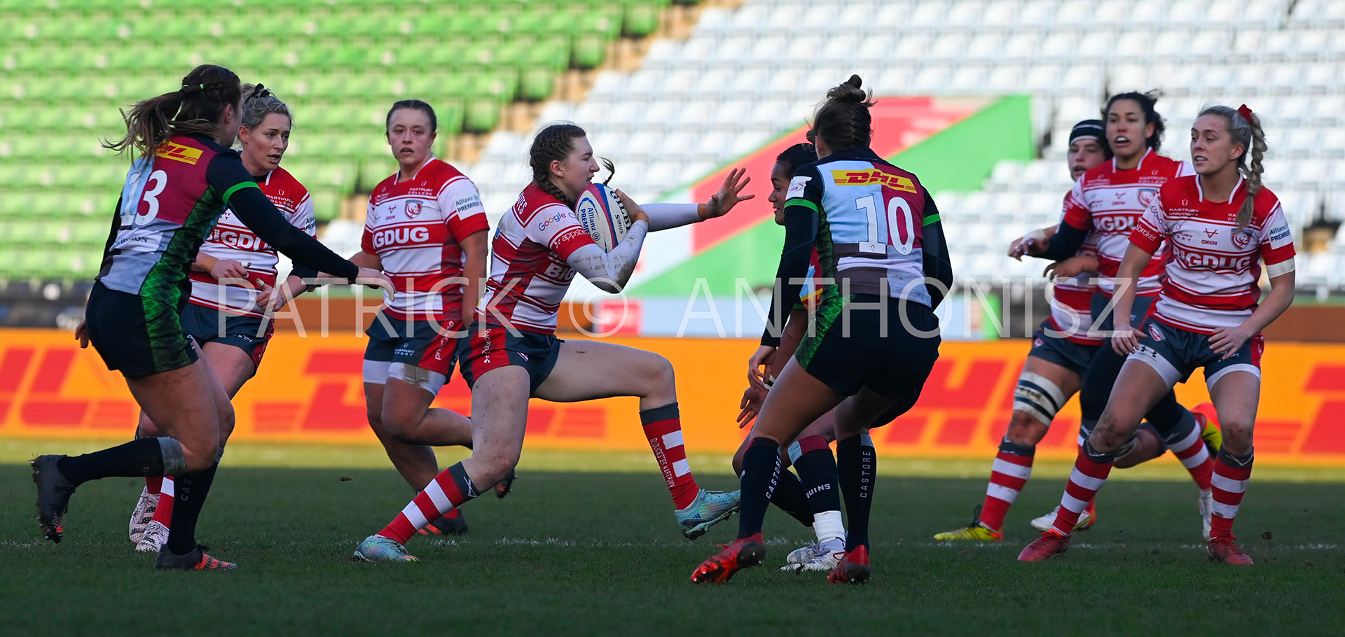 Twickenham Stoop, ENGLAND : EMMA SIMG of  Gloucester in action during the Women's Allianz Premiership 15's match between Harlequins Vs Gloucester -  Hartpury  , Twickenham Stoop Stadium England 22-1-2023
