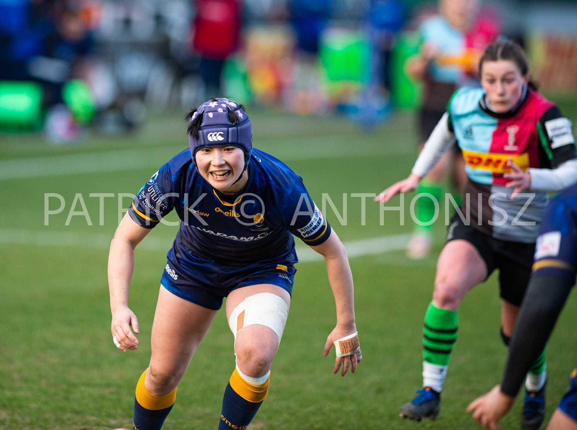 Harlequins Women Vs  Worcester WarriorsWomen's Allianz Premier 15sLondon,England February 12th 2022:  Minori Yamamoto of Worcester Warriors  is seen during the  match between  Harlequins Women Vs  Worcester Warriors at Twickenham Stoop .Final score:  Harlequins Rugby  42 :  15 Worcester Warriors