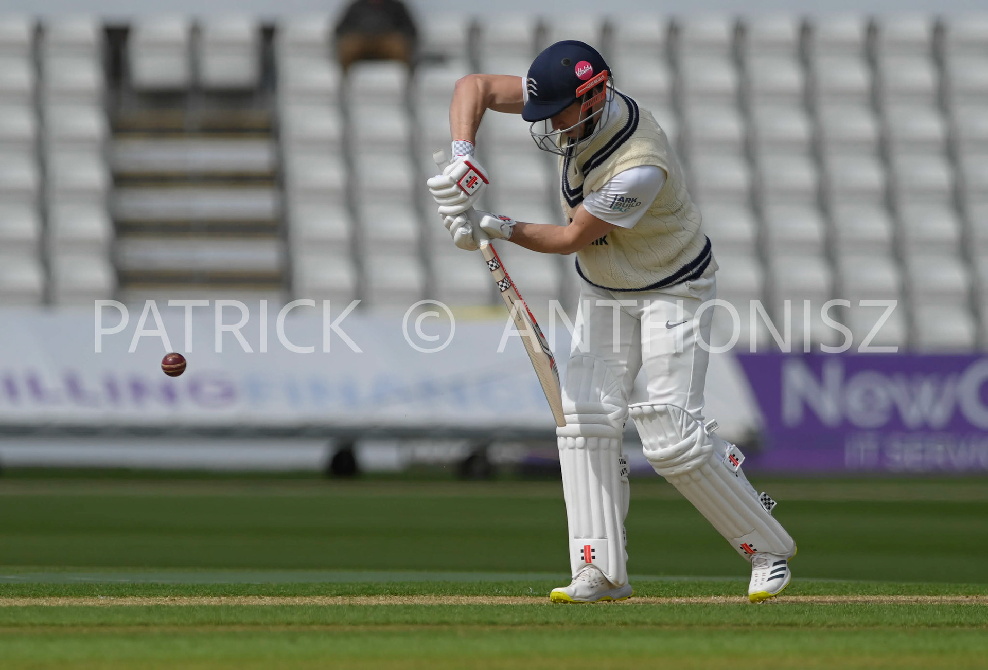 NORTHAMPTON, ENGLAND - April 13:JOHN SIMPSON in action during the  Day One of the LV= Insurance County Championship match between Northamptonshire and  Middlesex Thu 13 April  at The County Ground  in Northampton, England.