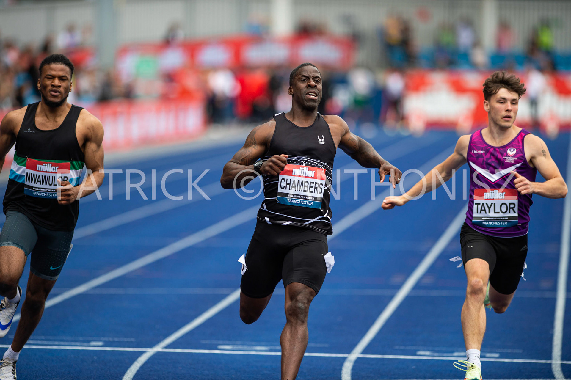 24-6-2022: Dwain Chambers is seen during the 100 M race Muller UK Athletics Championships MANCHESTER REGIONAL ARENA – MANCHESTER