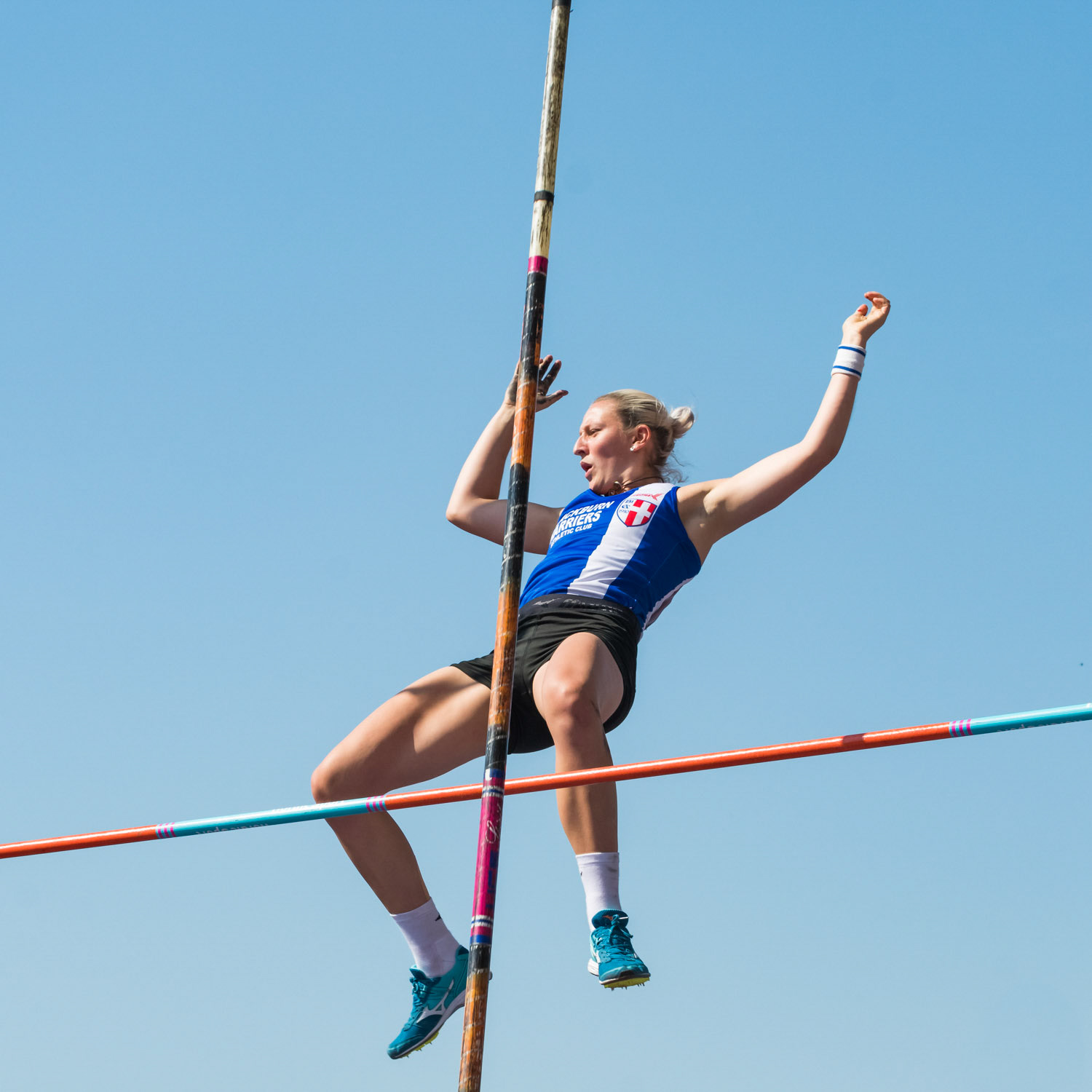 Birmingham, UK. 25th August, 2019.Holly. BRADSHAW  of BLACKBURN    in action during  the  womens  Pole Vault at  the Muller British Athletics Championships  Alexander Stadium, birmingham, England