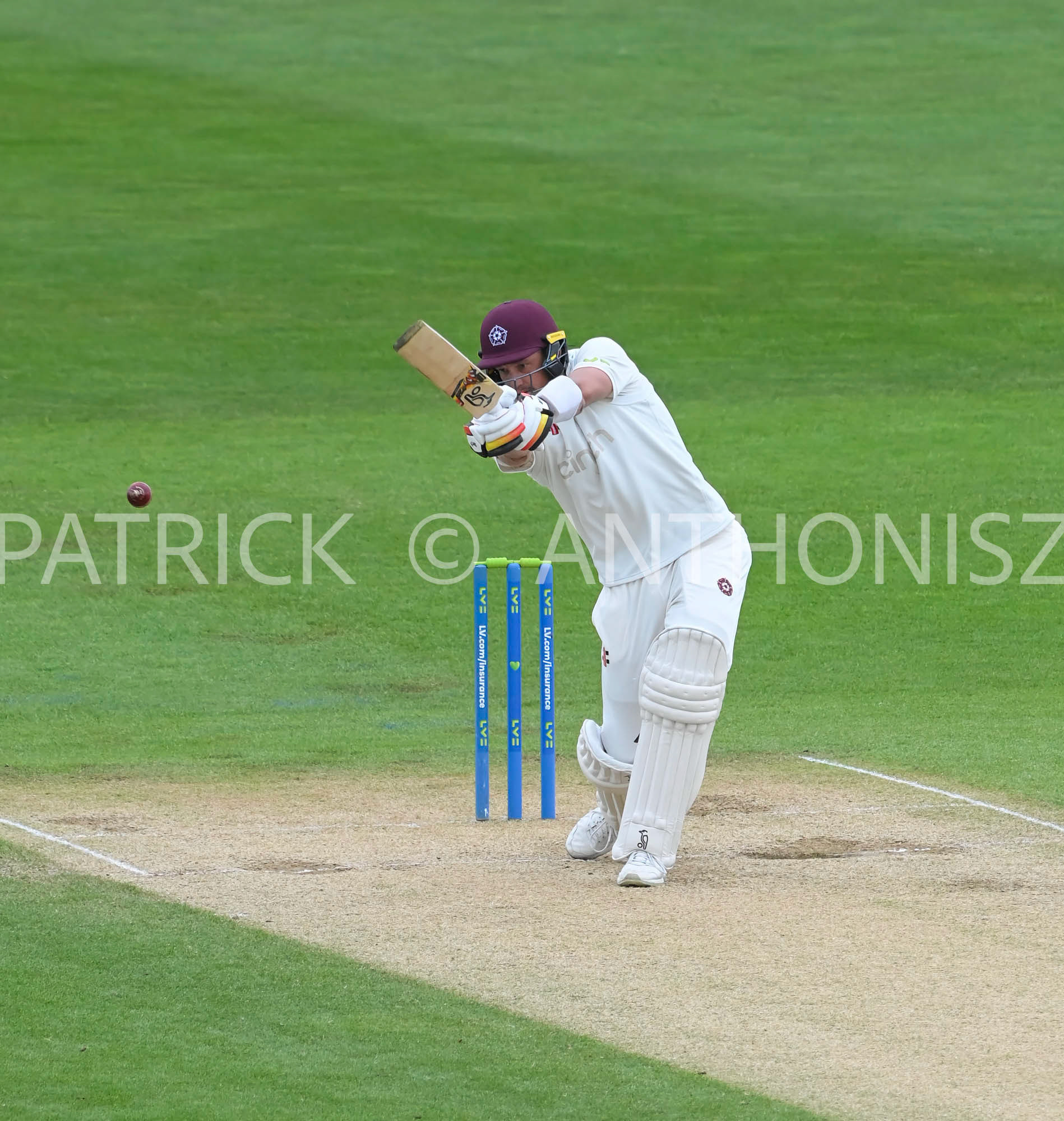 NORTHAMPTON, ENGLAND - April 16 2023 : Chris Tremain of Northampton  in action during the Day 4 of the LV= Insurance County Championship match between Northamptonshire and   Sun  April  16 at The County Ground  in Northampton, England.