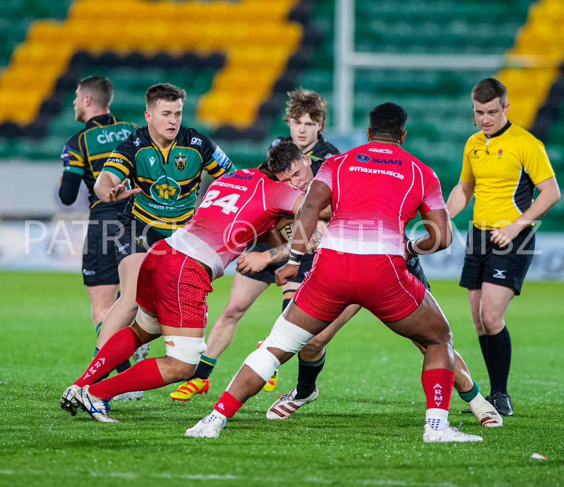 Northampton Saints Vs The British Army Northampton -13-April-2022.  Northampton Saints Vs The British Army at cinch Stadium Franklin's Gardens .