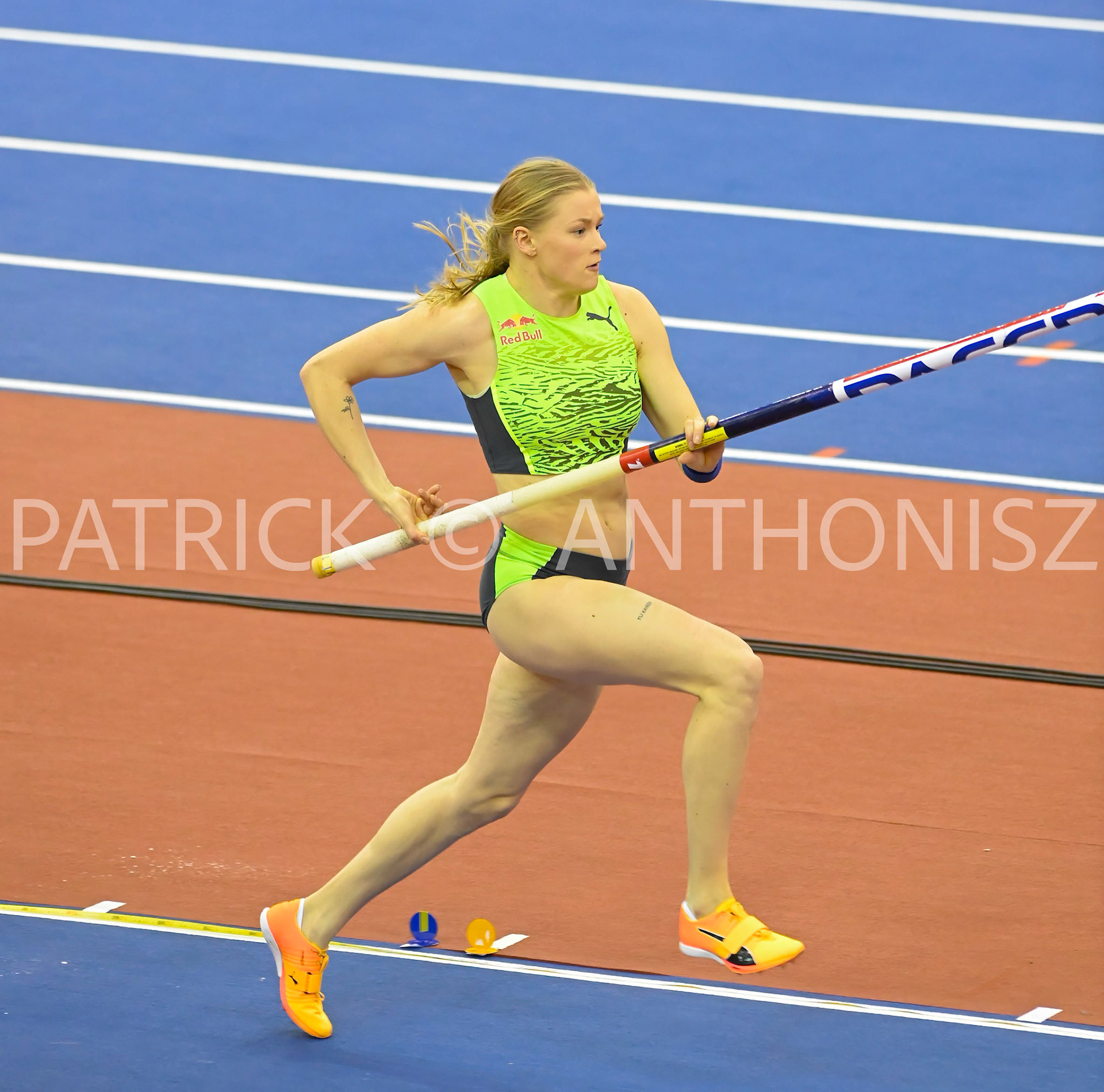 Birmingham, UK, 25 February 2023:MURTO Wilma FIN competes in the  Women's Pole Vault  at 4.51 m Birmingham World Indoor Gold Tour Final  Utilita Arena, Birmingham on the 25 February , England