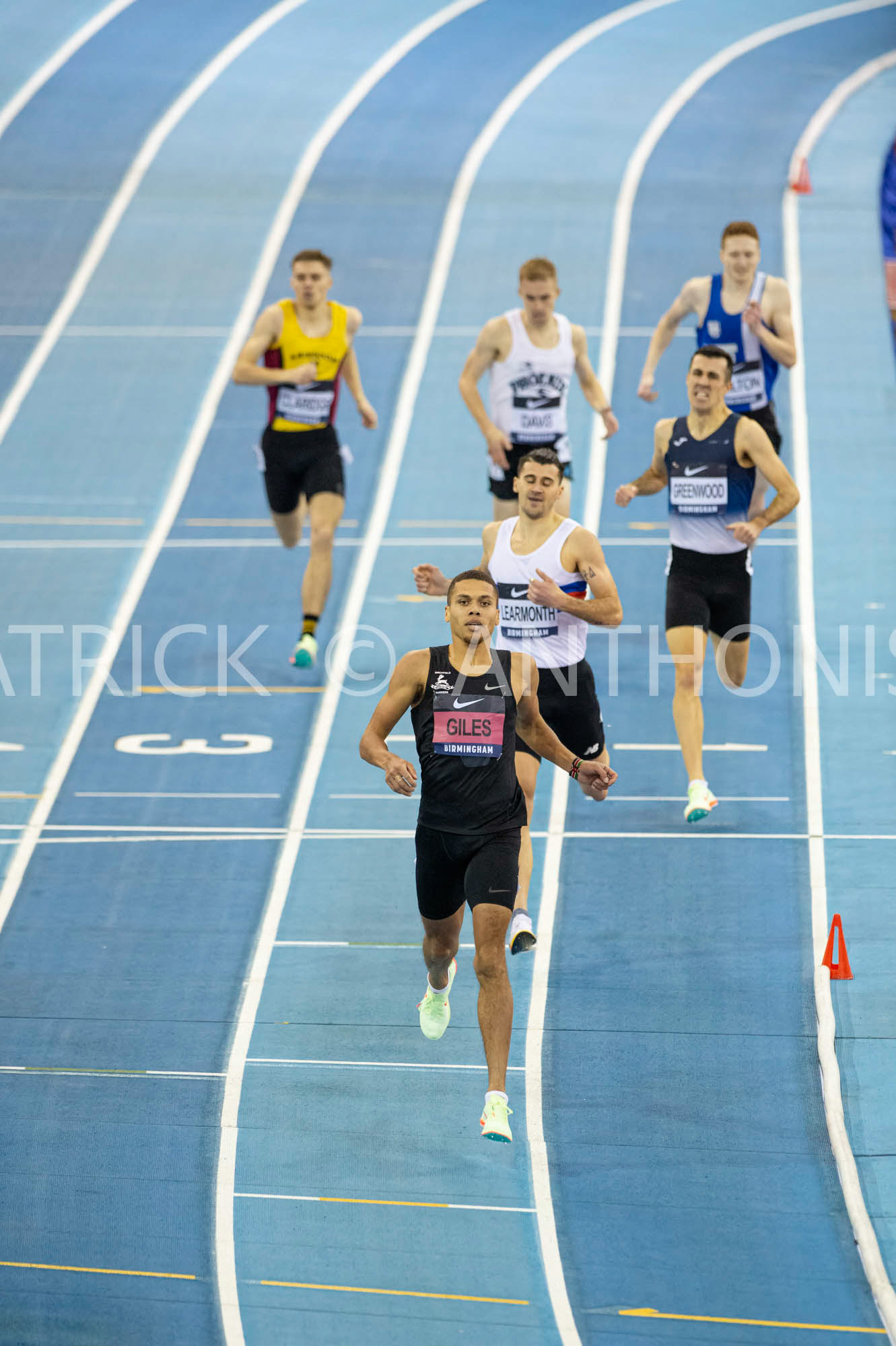 Saturday 27 February  2022:  Elliot Giles  Winner -  1:47.99 - 2nd place - Guy Learmonth - 1:48.58 3rd place - Ben Greenwood - 1:49.13  in the 800 Meters race at the UK Athletics Indoor Championships and World Trials  Birmingham at the Utilita Arena Birmingham Day 2