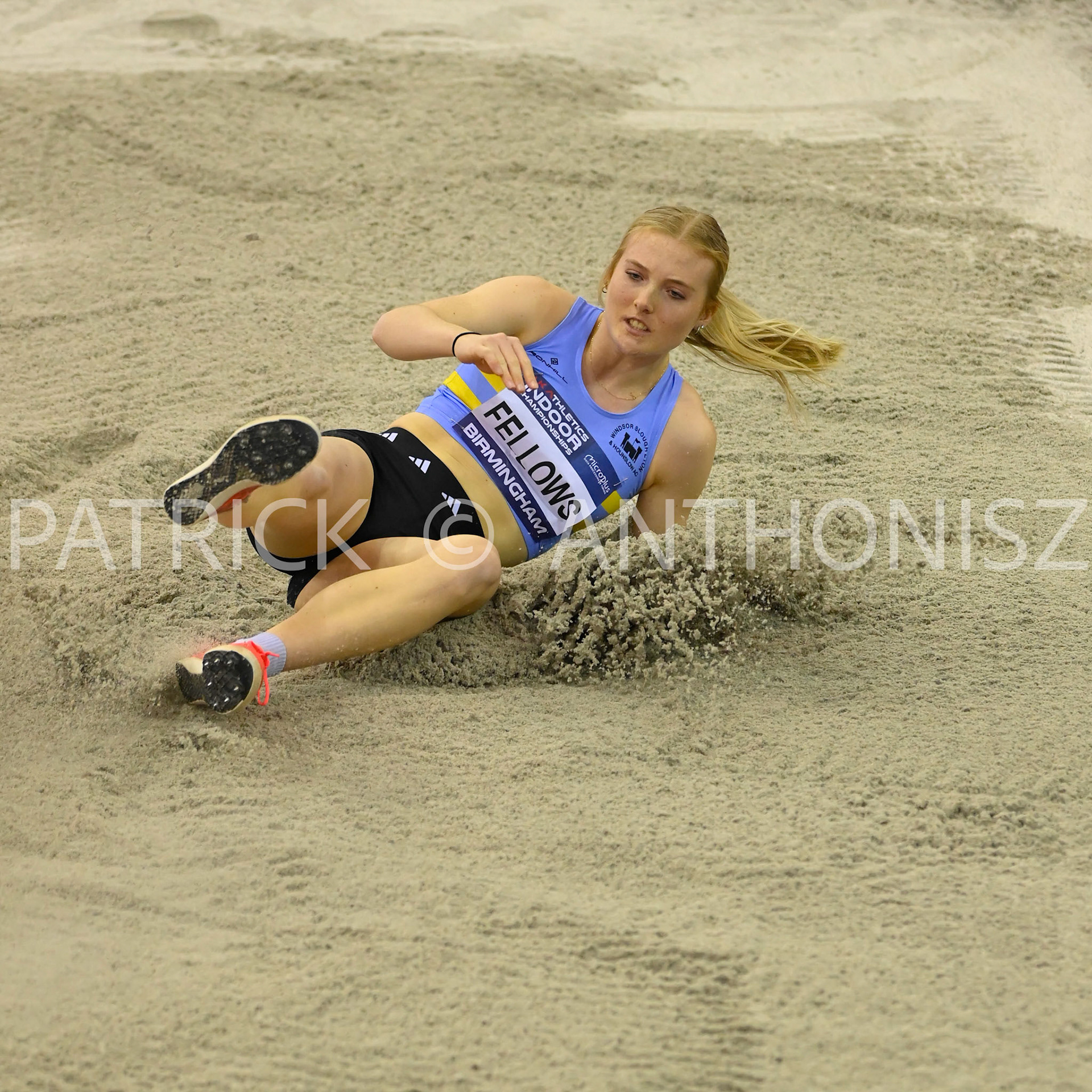 BIRMINGHAM, ENGLAND - FEBRUARY 19: Lucy FELLOWS  during  the Long Jump at the UK Athletics Indoor Championships day 2  at the Utilita Arena, Birmingham , England