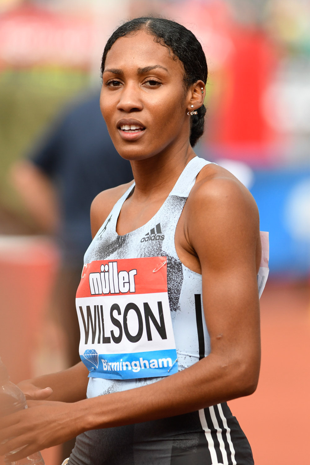 BIRMINGHAM, ENGLAND - AUGUST 18: Ajee Wilson (USA). winning the 800m during the Muller Birmingham Grand Prix & IAAF Diamond League event at Alexander Stadium on August 18, 2019 in Birmingham