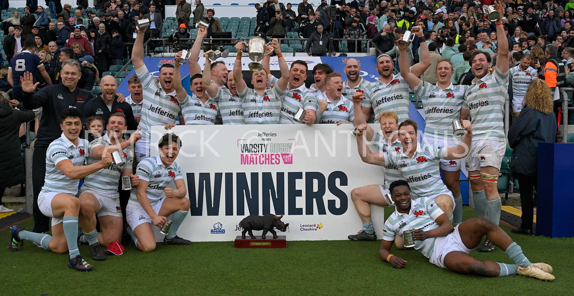 LONDON, ENGLAND March 25: CAMBRIDGE wins The Varsity Match between  Oxford University and Cambridge University Men's Varsity by 15-10   at Twickenham Stadium on Saturday March 25-2023 in London, England.