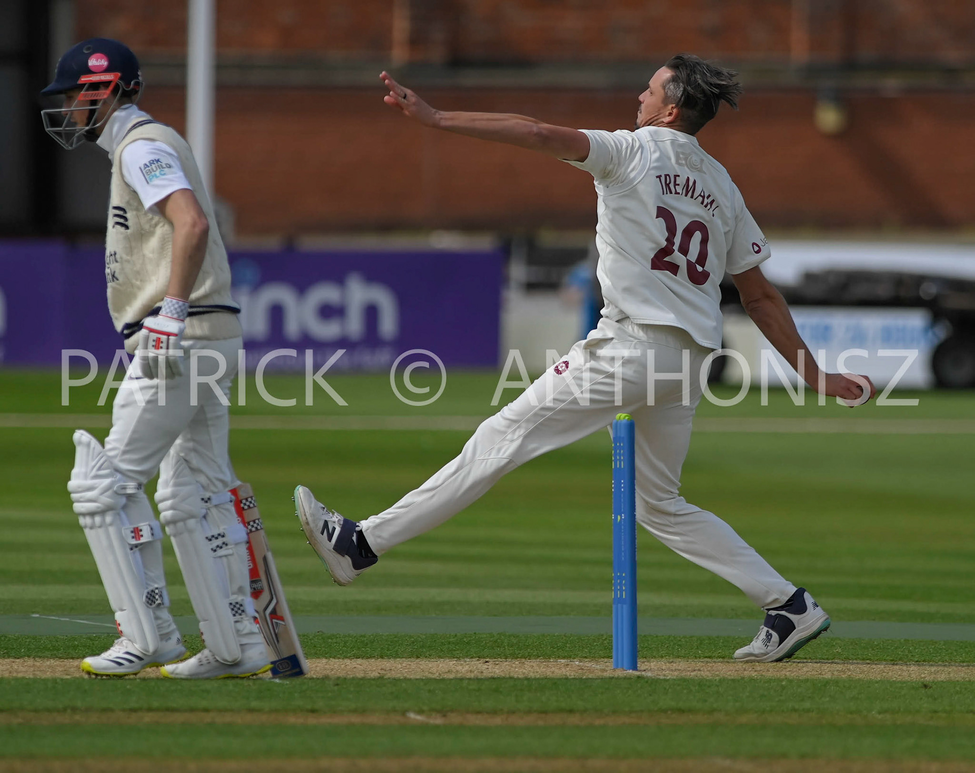 NORTHAMPTON, ENGLAND - April 13: Chris Tremain of Northampton in action during the  Day One of the LV= Insurance County Championship match between Northamptonshire and  Middlesex Thu 13 April  at The County Ground  in Northampton, England.