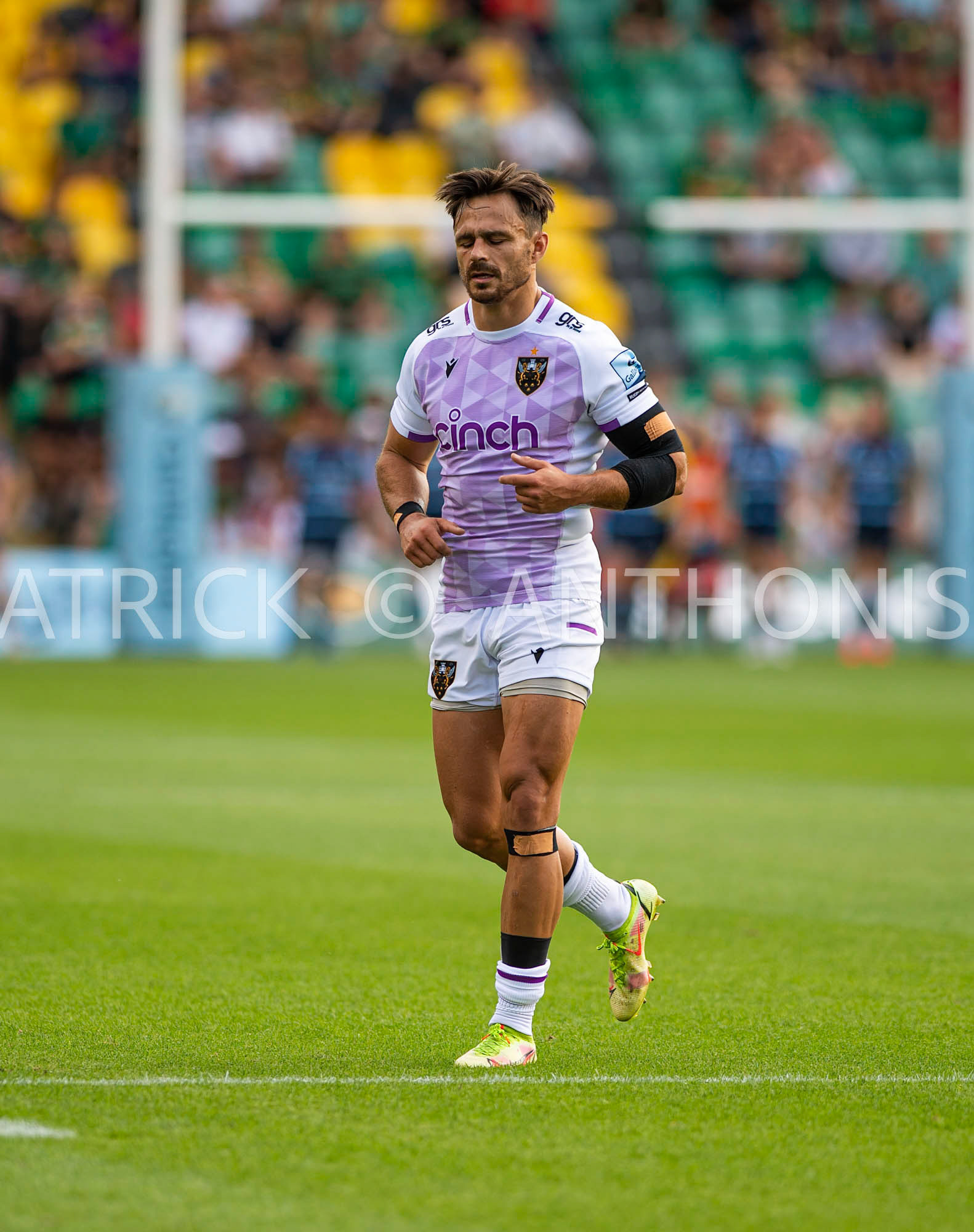 NORTHAMPTON, ENGLAND - August 27 : 2022  Tom Collins during the match between Northampton Saints and Bedford Blues   at Franklin's Gardens on August 27  2022 in Northampton, England.