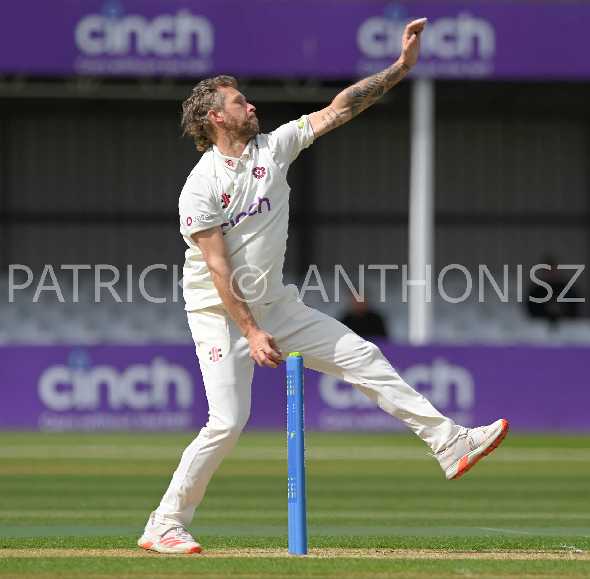 NORTHAMPTON, ENGLAND - April 13: Gareth Berg of Northampton in action during the Day One of the LV= Insurance County Championship match between Northamptonshire and  Middlesex Thu 13 April  at The County Ground  in Northampton, England.