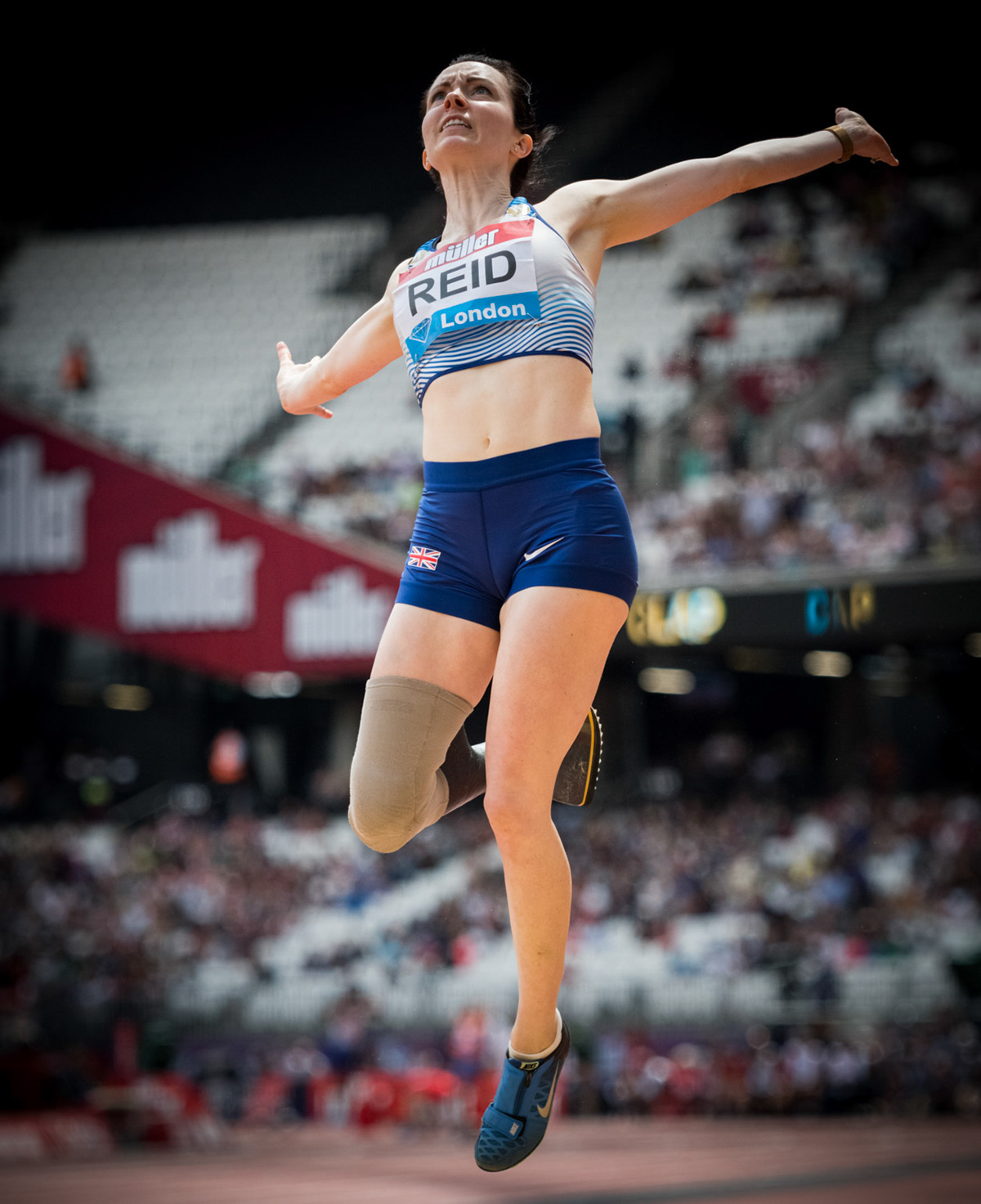 21st July 2019, London Stadium, England:  Stef Reid of Great Britain competing in the women's long jump T44-64  IAAF Muller Anniversary Games Athletics;