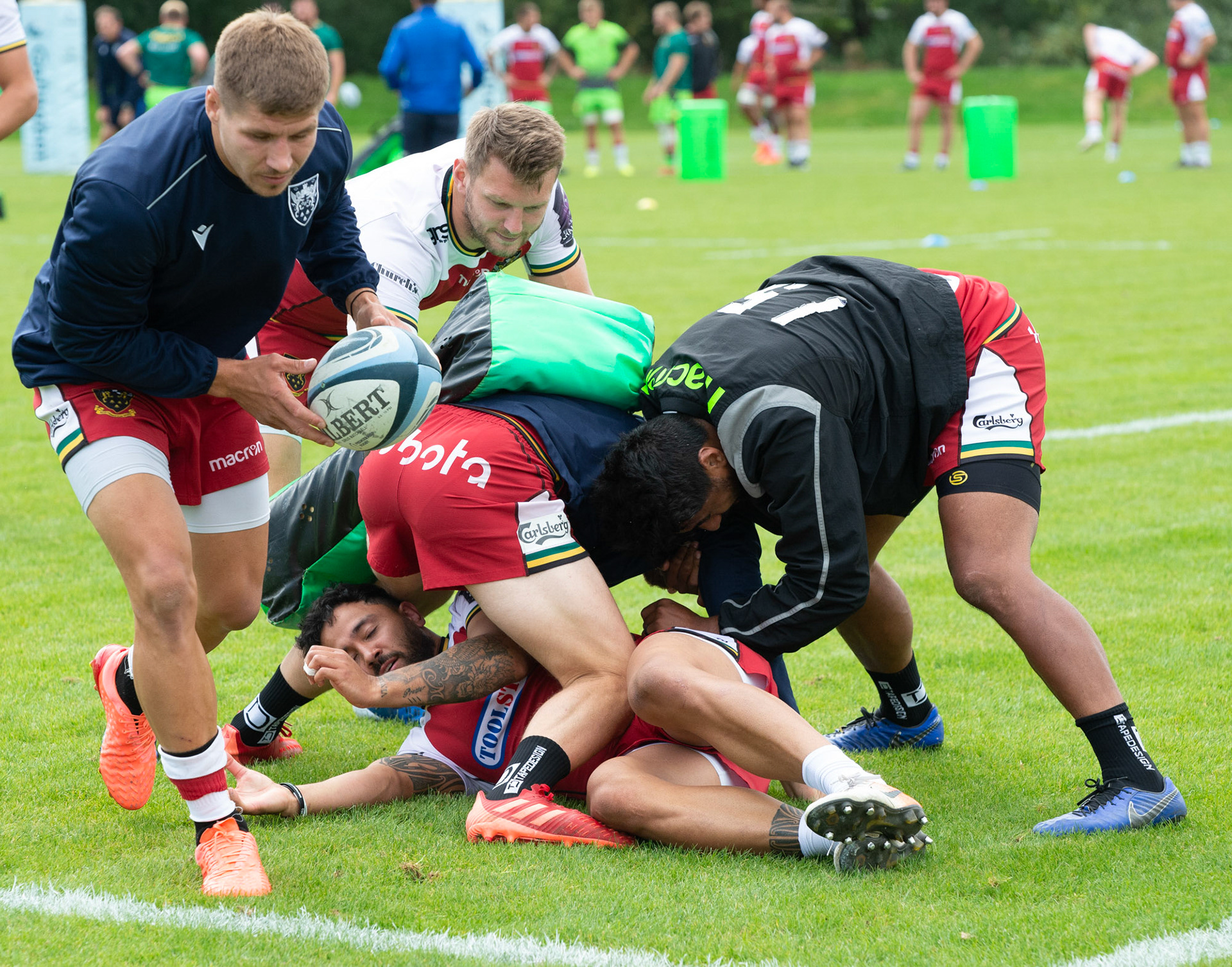 Forwards  in training at the Northampton Saints training session at Franklin's Gardens