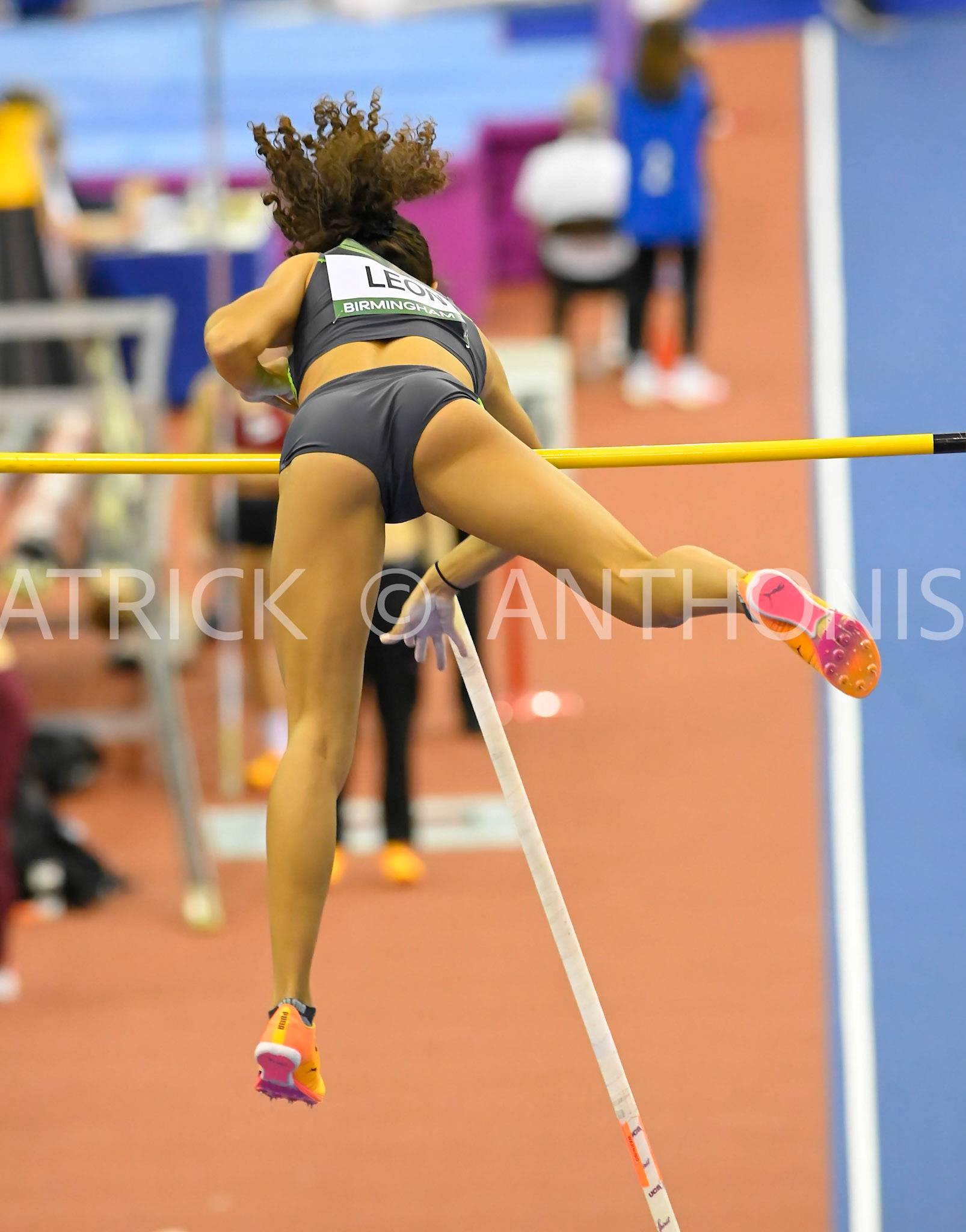 Birmingham, UK, 25 February 2023: LEON Gabriela USA competes in the  Women's Pole Vault  at 4.61m Birmingham World Indoor Gold Tour Final  Utilita Arena, Birmingham on the 25 February , England