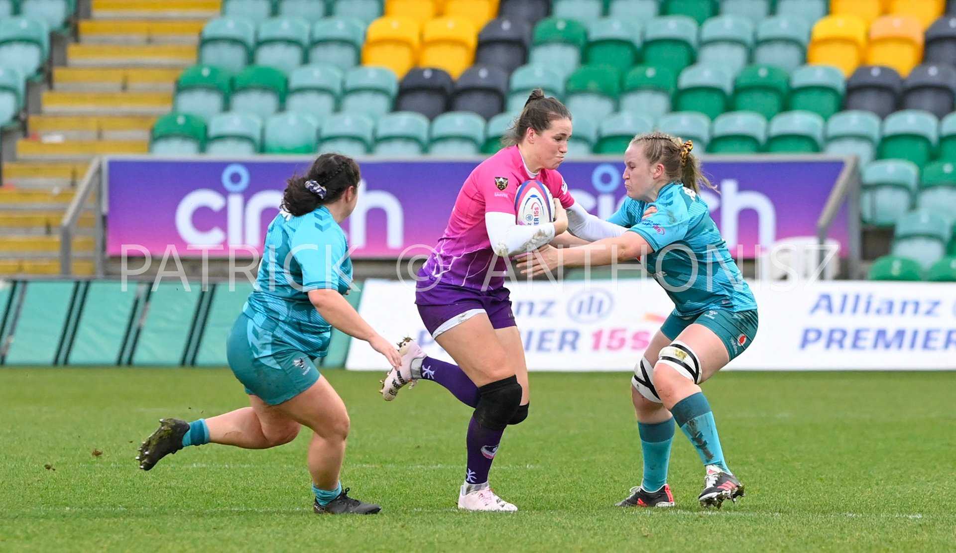 NORTHAMPTON, ENGLAND : Match action   during Women's Allianz Premiership 15's match between Loughborough Lightning and  Wasps at Franklin's Gardens on  Sunday January  8 2023 in Northampton, England