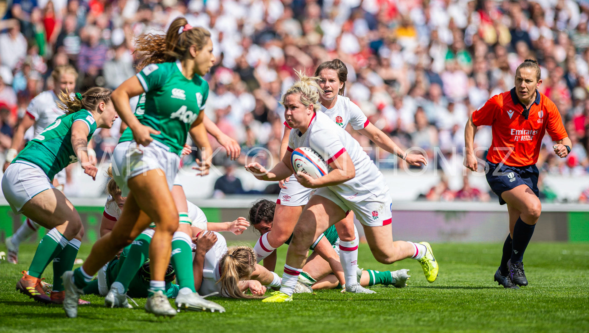 24th - April  2022 :Marlie Packer England in action during the  England Vs Ireland round 4    TikTok Women's Six Nations at  Mattioli  Woods Welford Road.