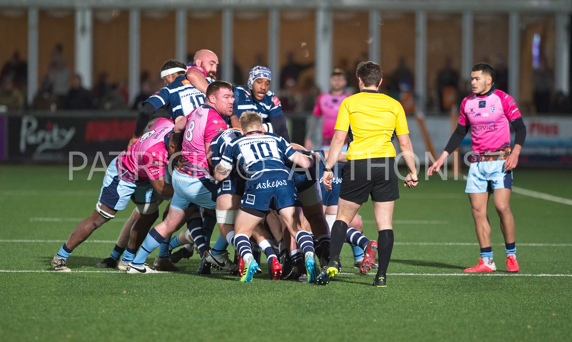 BUTTS PARK ARENA Coventry ,England 4th of December  2021 :  Greene King IPA Championship  match between Coventry Rugby Vs  Bedford Blues Rugby at Butts Park Arena Coventry UK .Final score: Coventry Rugby   :   Bedford Blues Rugby .