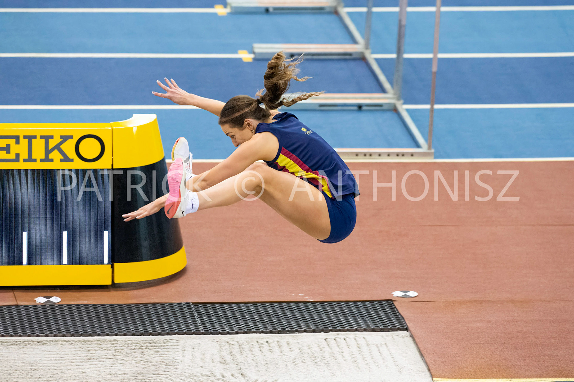 Saturday 27 February 2022:  Emily Thomas seen in the Womens Long Jump Finals at the UK Athletics Indoor Championships and World Trials  Birmingham at the Utilita Arena Birmingham Day 2