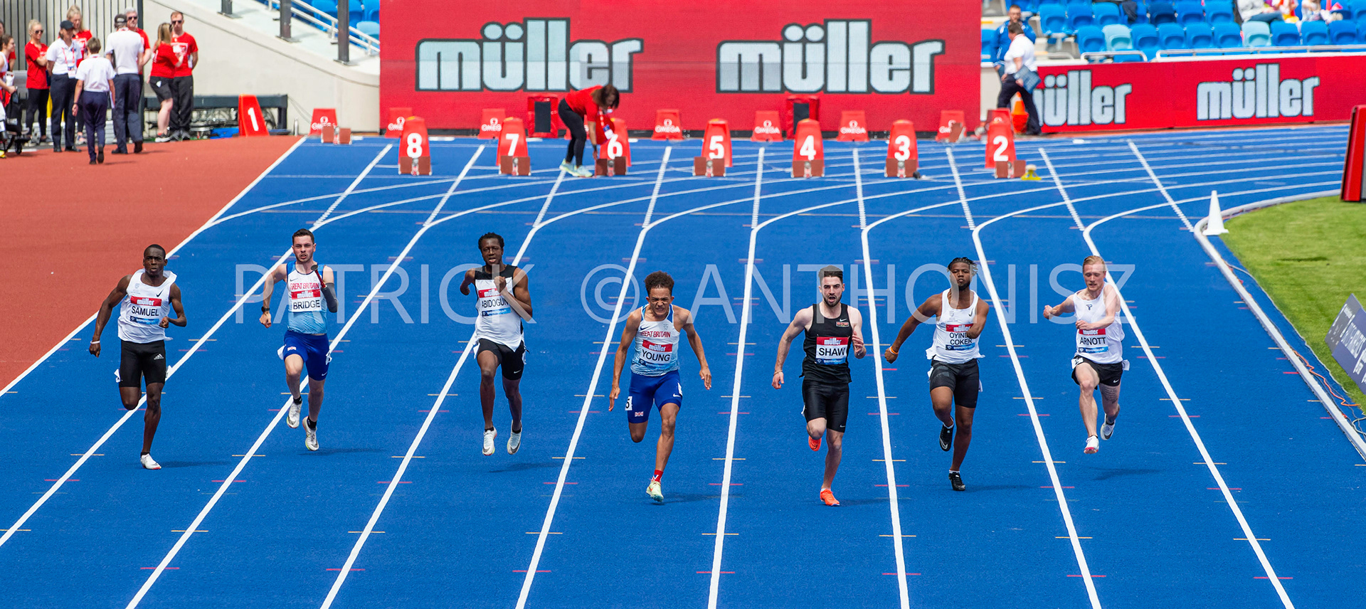 21-MAY-2022  Thomas YOUNG winning the Men 100m Ambulant Event in 10.95   at the Muller Birmingham  Diamond League   Alexander Stadium,  Perry Barr, Birmingham