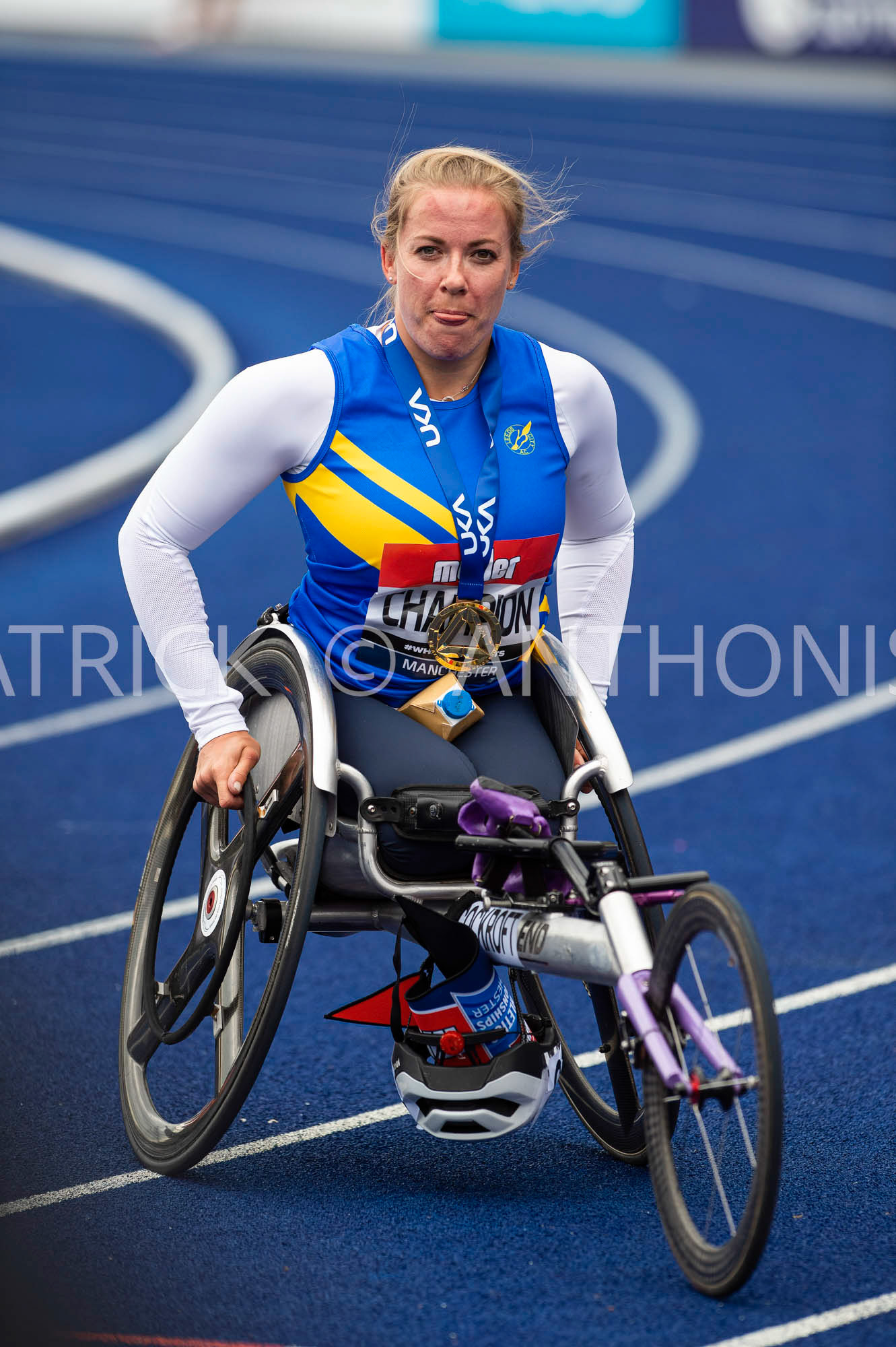 26-6-2022: Day 3 Women's 400 m Weelchair - Final  COCKROFT Hannah LEEDS CITY AC winning in 58.79 Muller UK Athletics Championships MANCHESTER REGIONAL ARENA – MANCHESTER